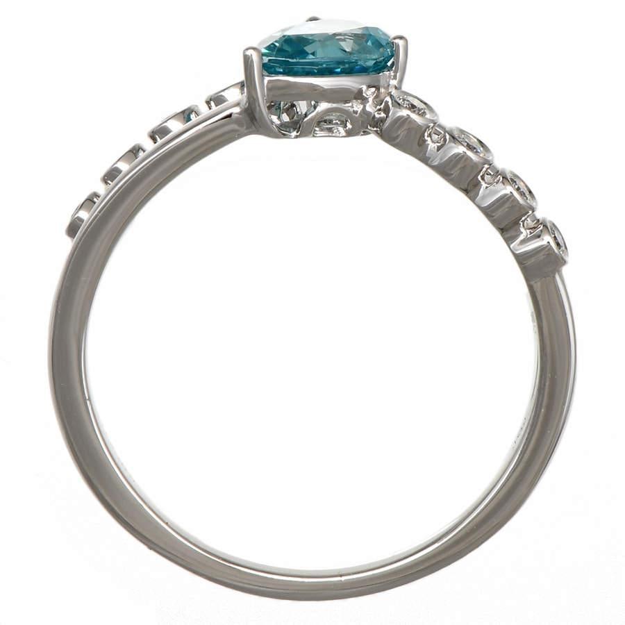 14KW Blue Zircon(.91) & Diamond(.10) Ring - 4