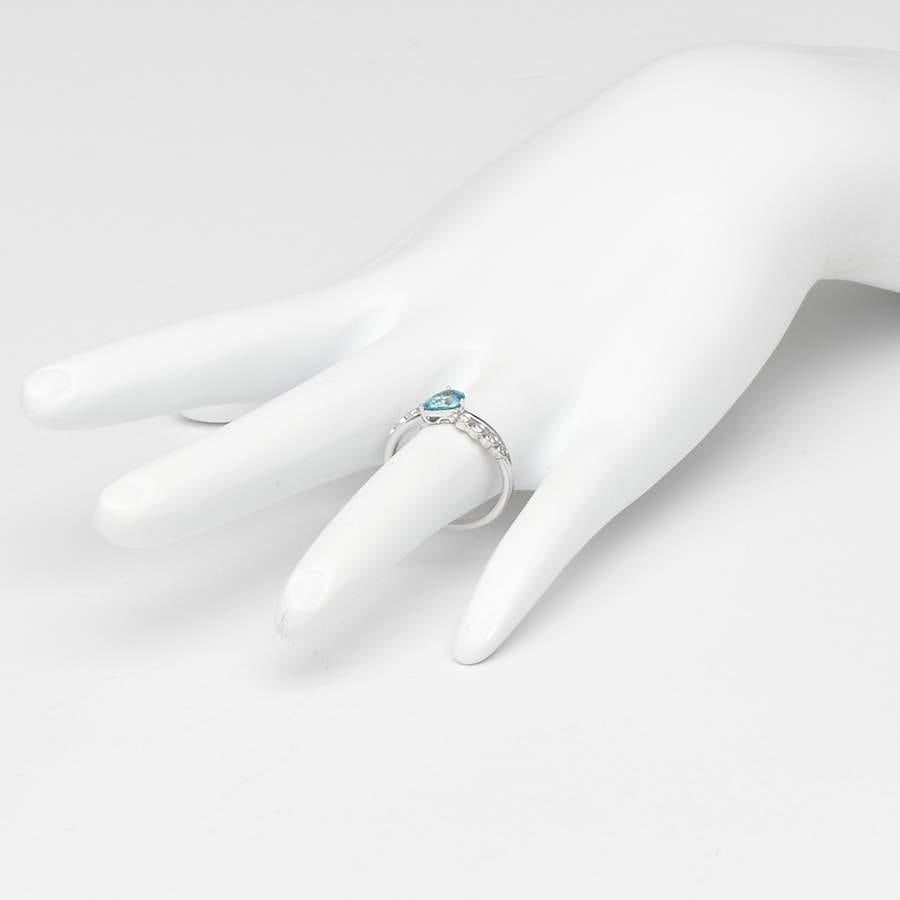 14KW Blue Zircon(.91) & Diamond(.10) Ring - 5