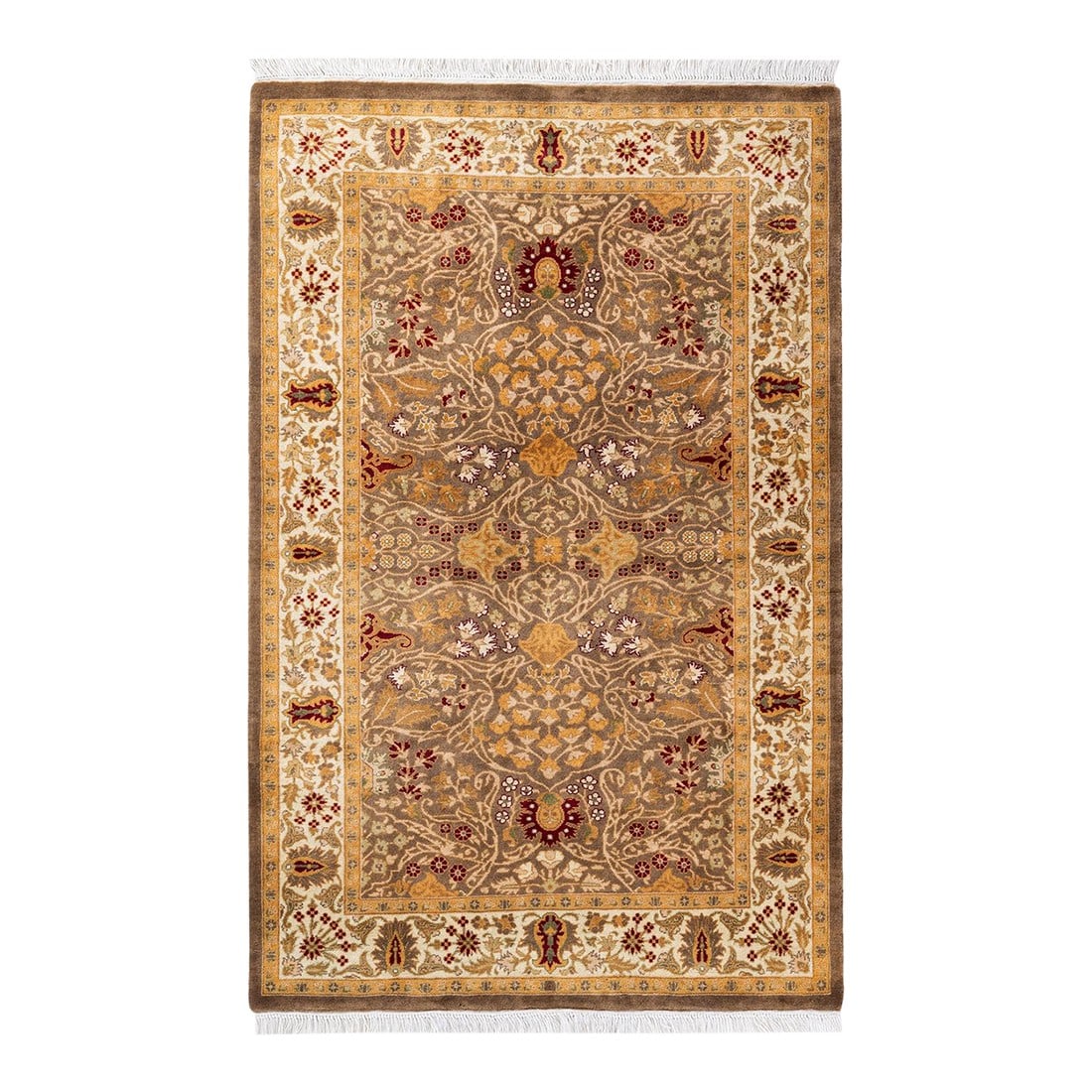 Mogul, One-of-a-Kind Hand-Knotted Area Rug - Brown, 3' 2" x 5' 0": With understated palettes and allover designs, the rugs in the Mogul Collection will bring timeless sophistication to any room. Influenced by a spectrum of Turkish, Indian, and Persian designs, the ar