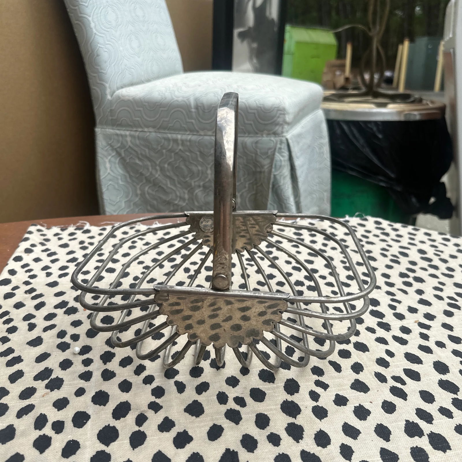 1970s Silver Wire Fruit Basket With Handle - 9