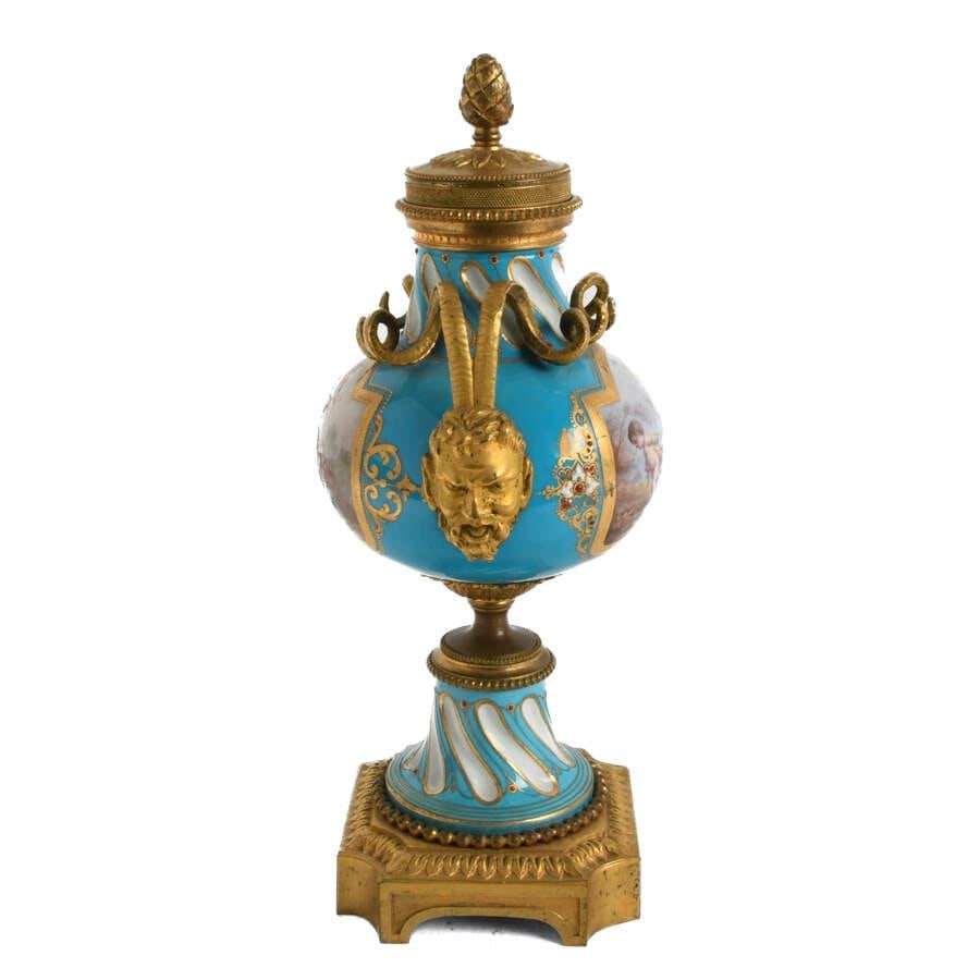 19th Century Sèvres-Style Hand-Painted Gilt Bronze and Porcelain Urn - 2