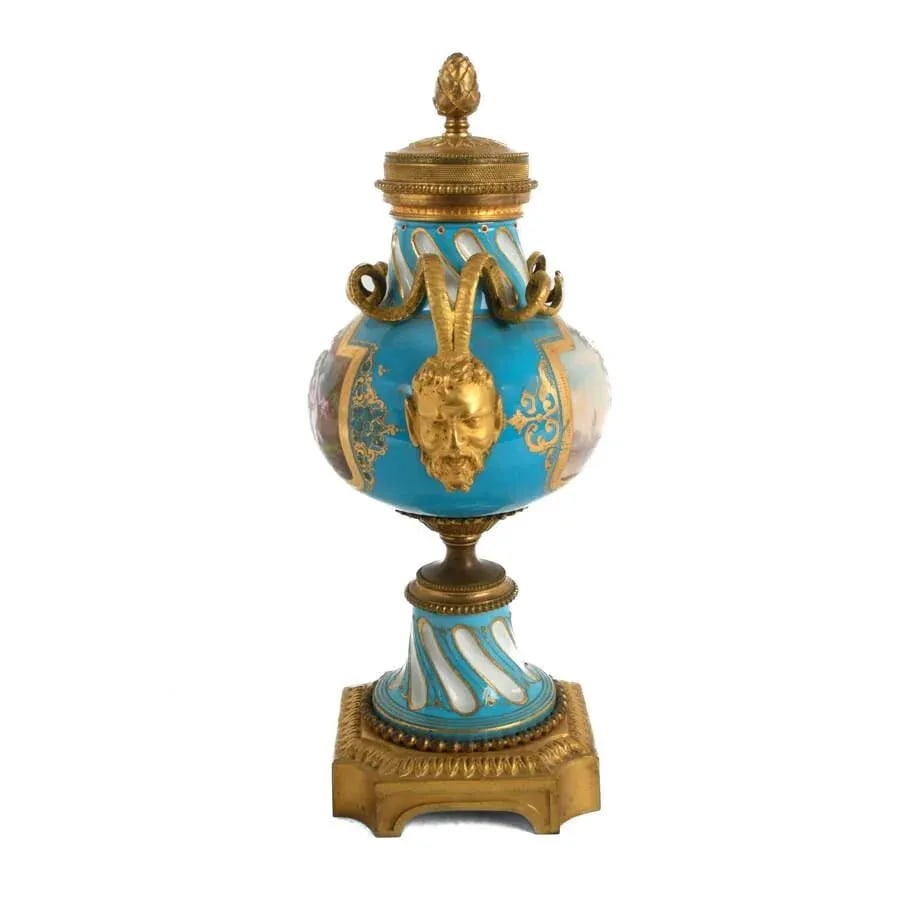 19th Century Sèvres-Style Hand-Painted Gilt Bronze and Porcelain Urn - 3