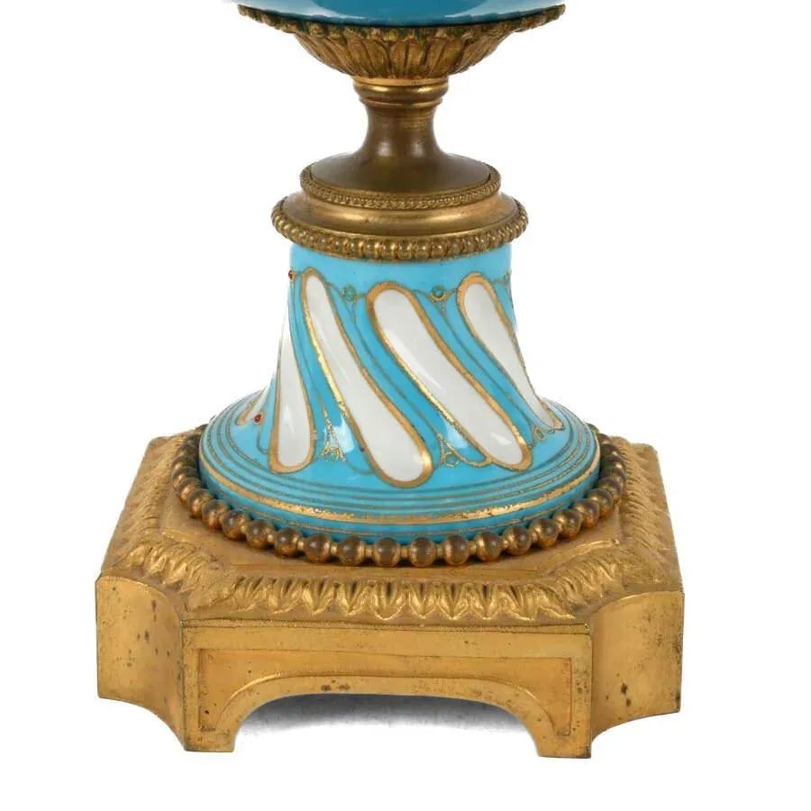 19th Century Sèvres-Style Hand-Painted Gilt Bronze and Porcelain Urn - 7