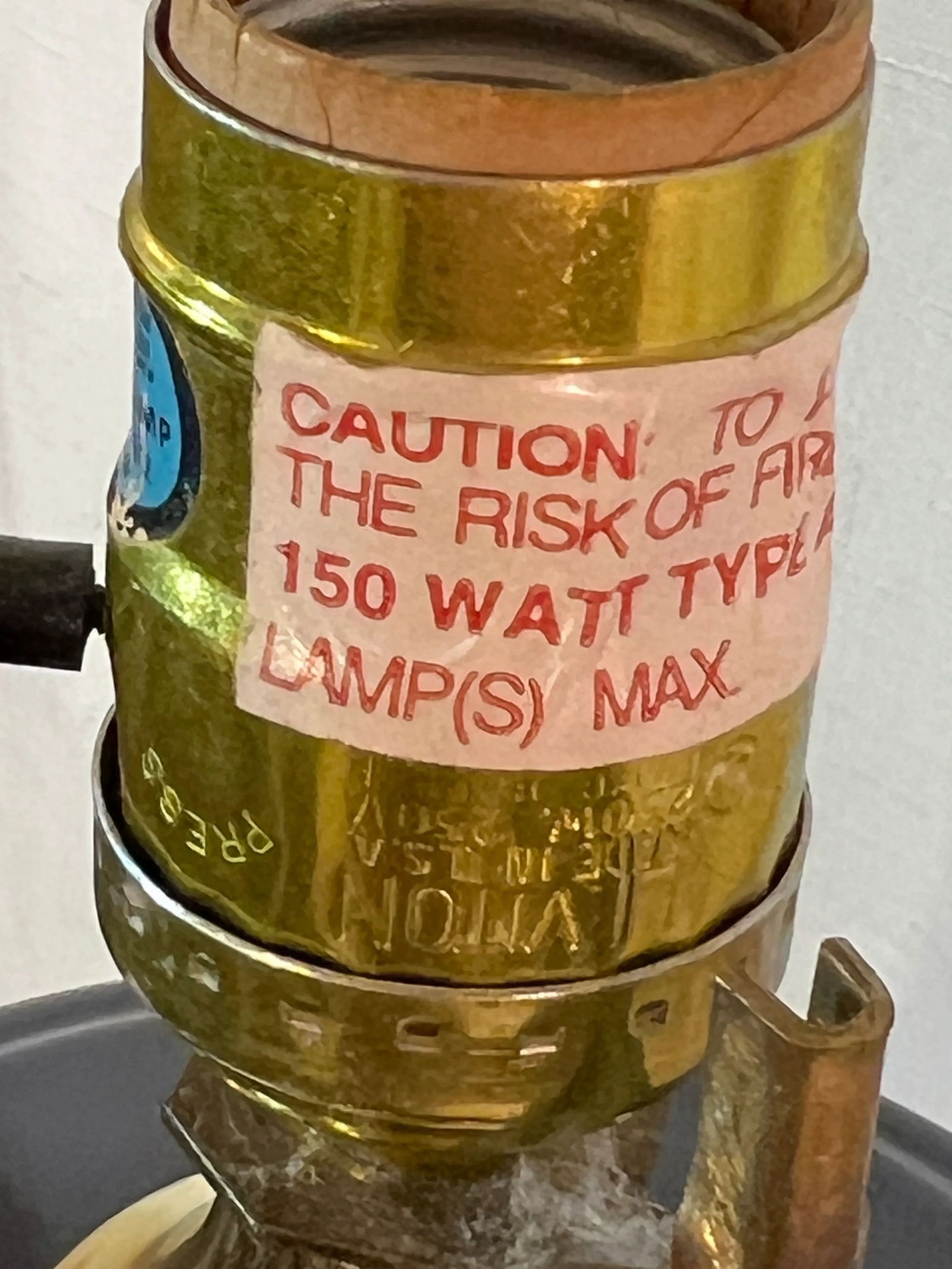 Vintage Hollywood Regency Cobalt Blue Fluted Ginger Jar Table Lamp on Brass Stand - 12