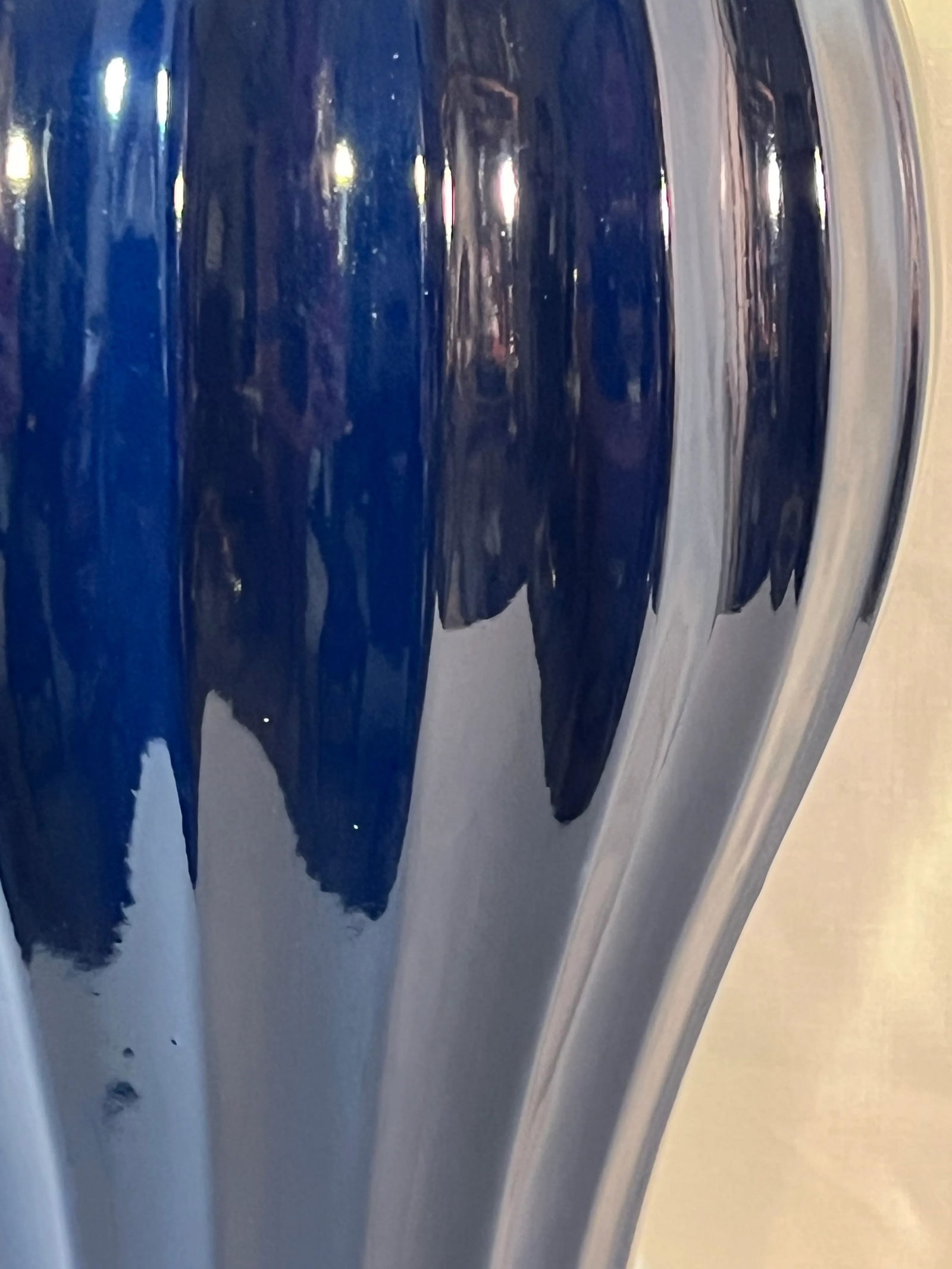 Vintage Hollywood Regency Cobalt Blue Fluted Ginger Jar Table Lamp on Brass Stand - 4