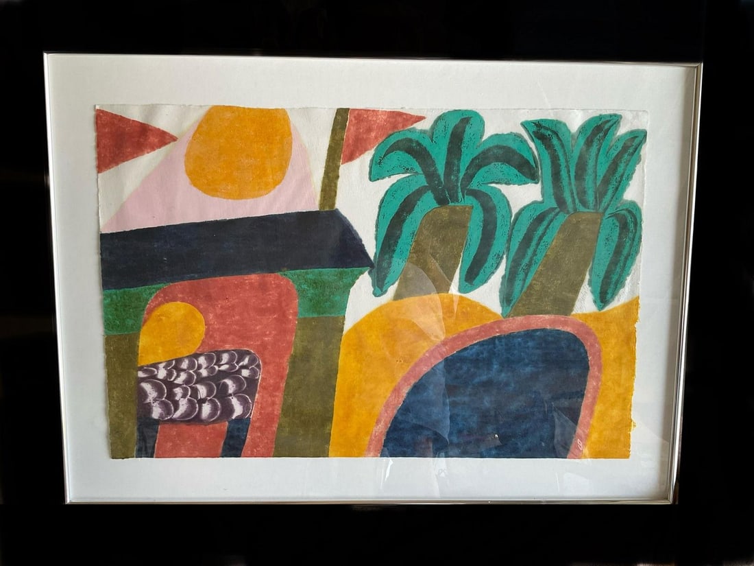 1980s Original Signed Carol Summers "Basholi" Woodcut, Framed - 2