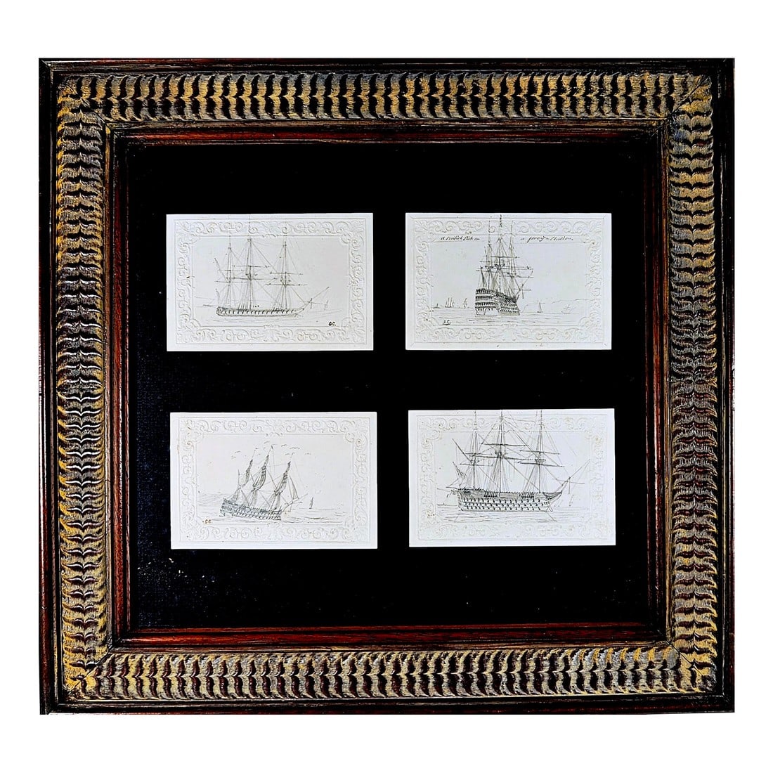 Royal Navy Ship Pencil Drawings by George Bryant Campion: Four Studies of the Royal Navy Fleet George Bryant Campion (British, 1796-1870) Four Views of the Royal Navy Circa 1830 Graphite on embossed cardstock 14 3/4 in. high x 15 1/4 in. wide (37.47 cm x