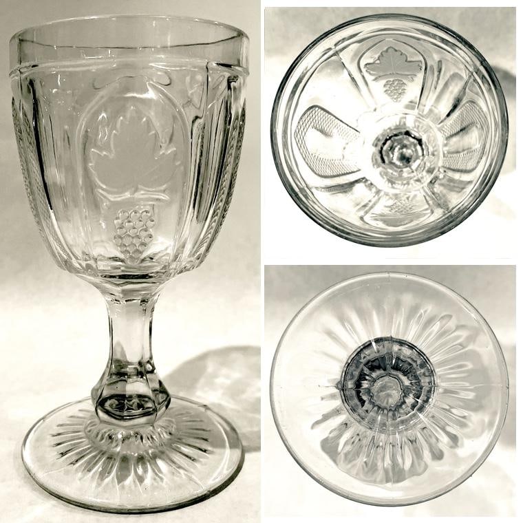 1870's E. A. P. G.. Flint Glass "Grape and Magnet" Water Goblets - Set of 4 - 10