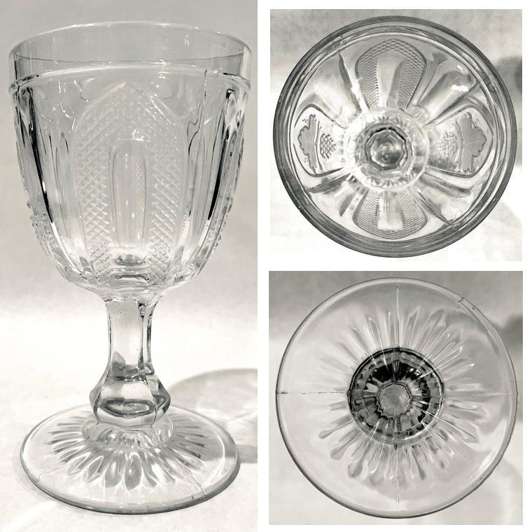 1870's E. A. P. G.. Flint Glass "Grape and Magnet" Water Goblets - Set of 4 - 3