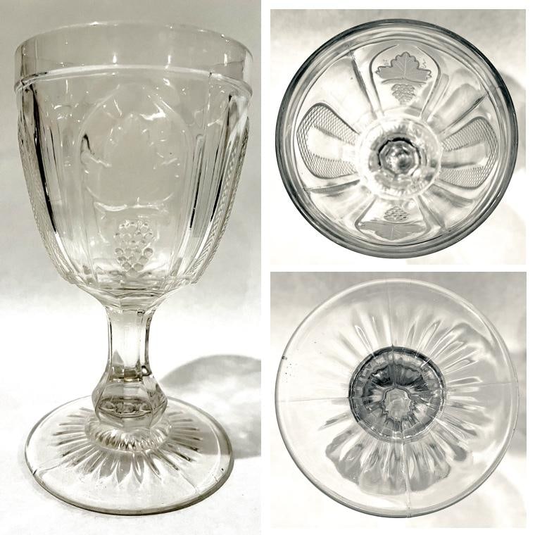 1870's E. A. P. G.. Flint Glass "Grape and Magnet" Water Goblets - Set of 4 - 5