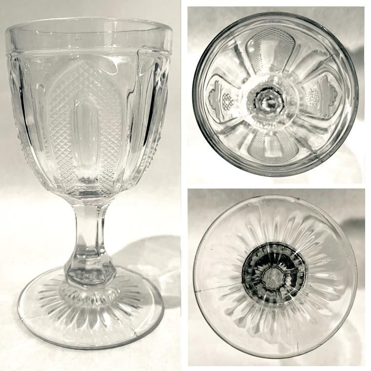 1870's E. A. P. G.. Flint Glass "Grape and Magnet" Water Goblets - Set of 4 - 7
