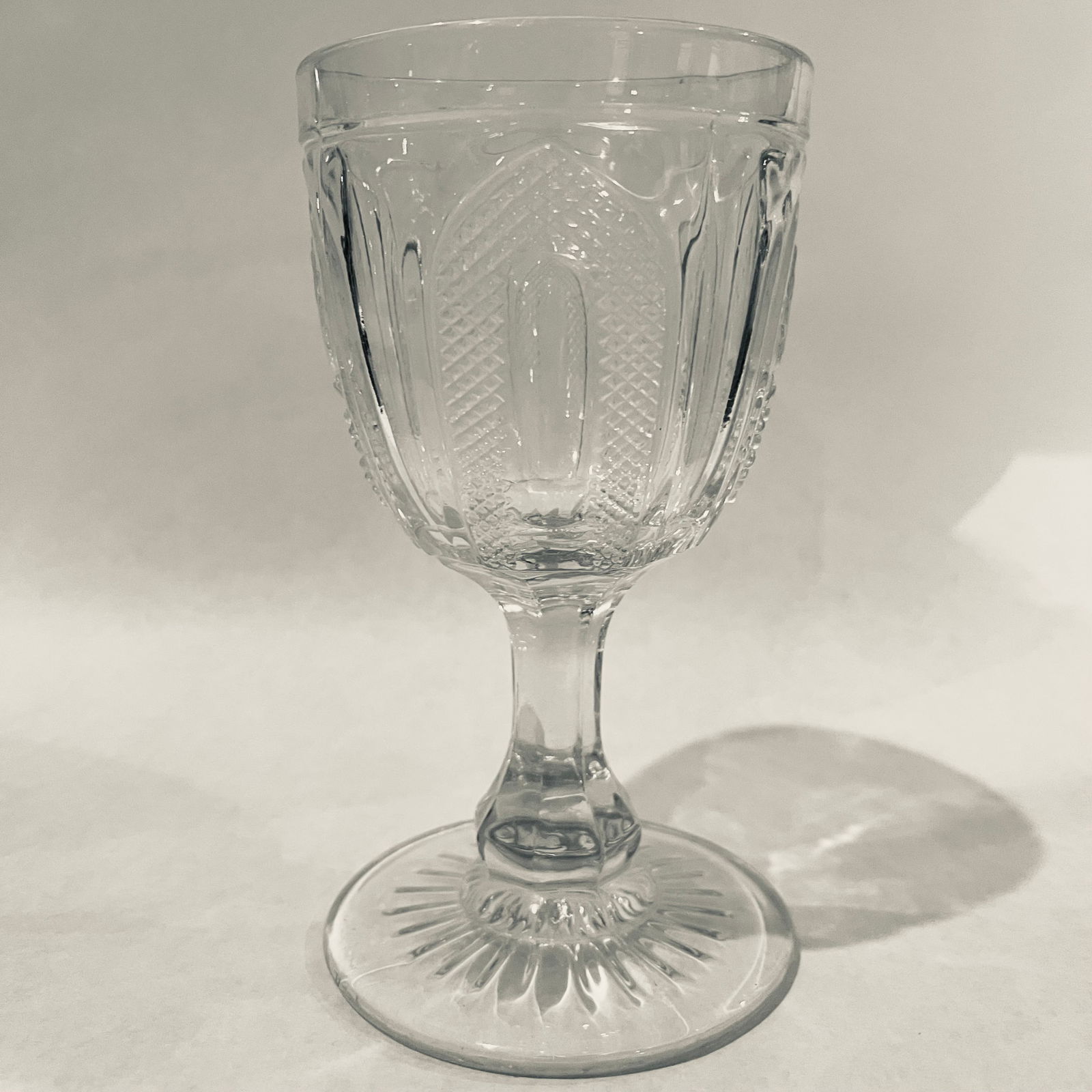 1870's E. A. P. G.. Flint Glass "Grape and Magnet" Water Goblets - Set of 4 - 9