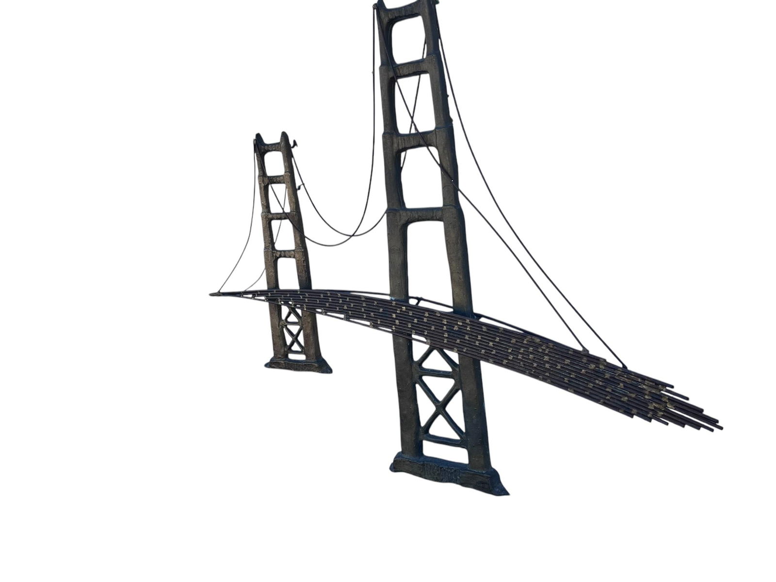 1960s Bijan Signed Modernist Copper Golden State Bridge Wall Sculpture - 3
