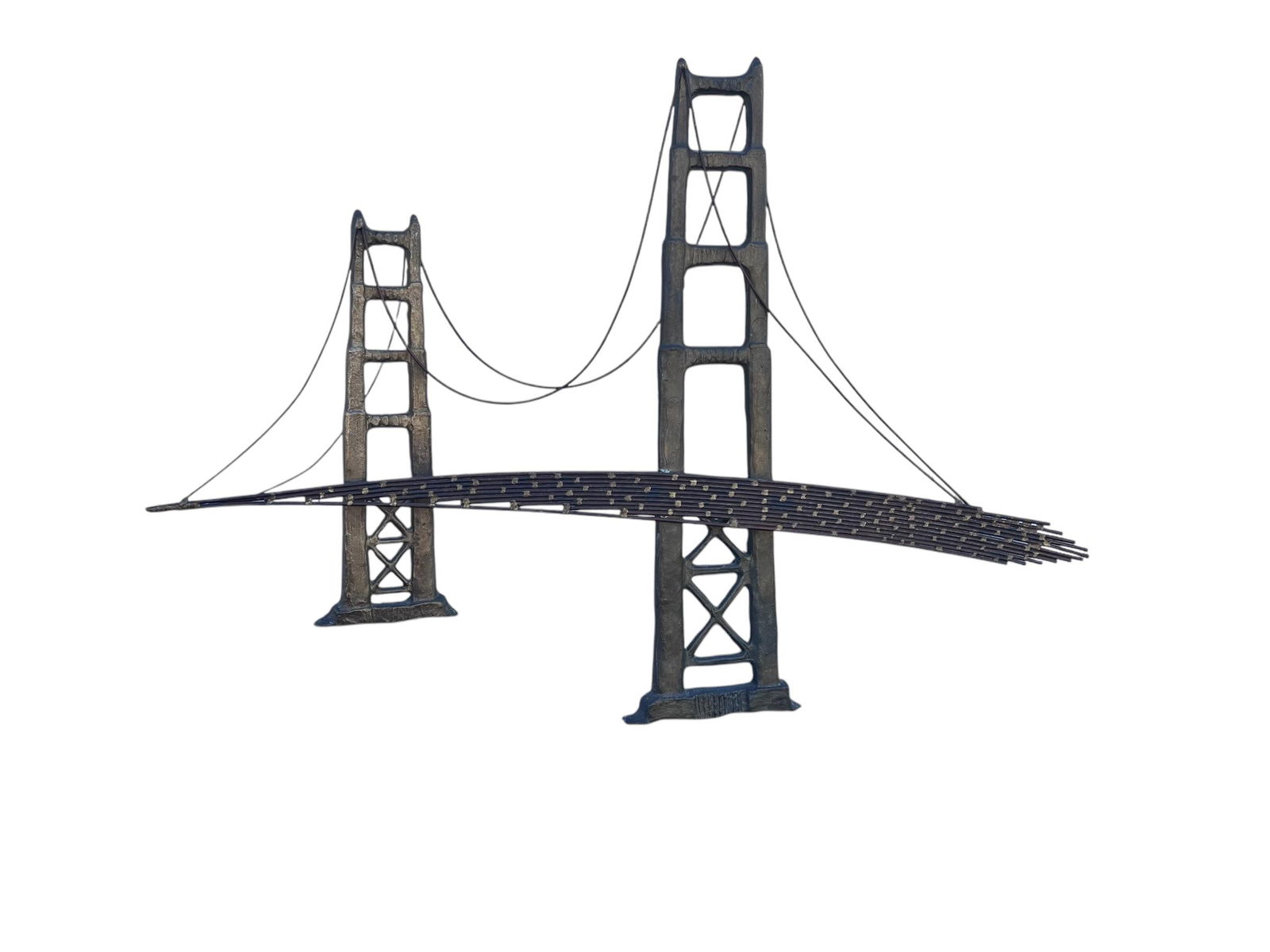 1960s Bijan Signed Modernist Copper Golden State Bridge Wall Sculpture - 4