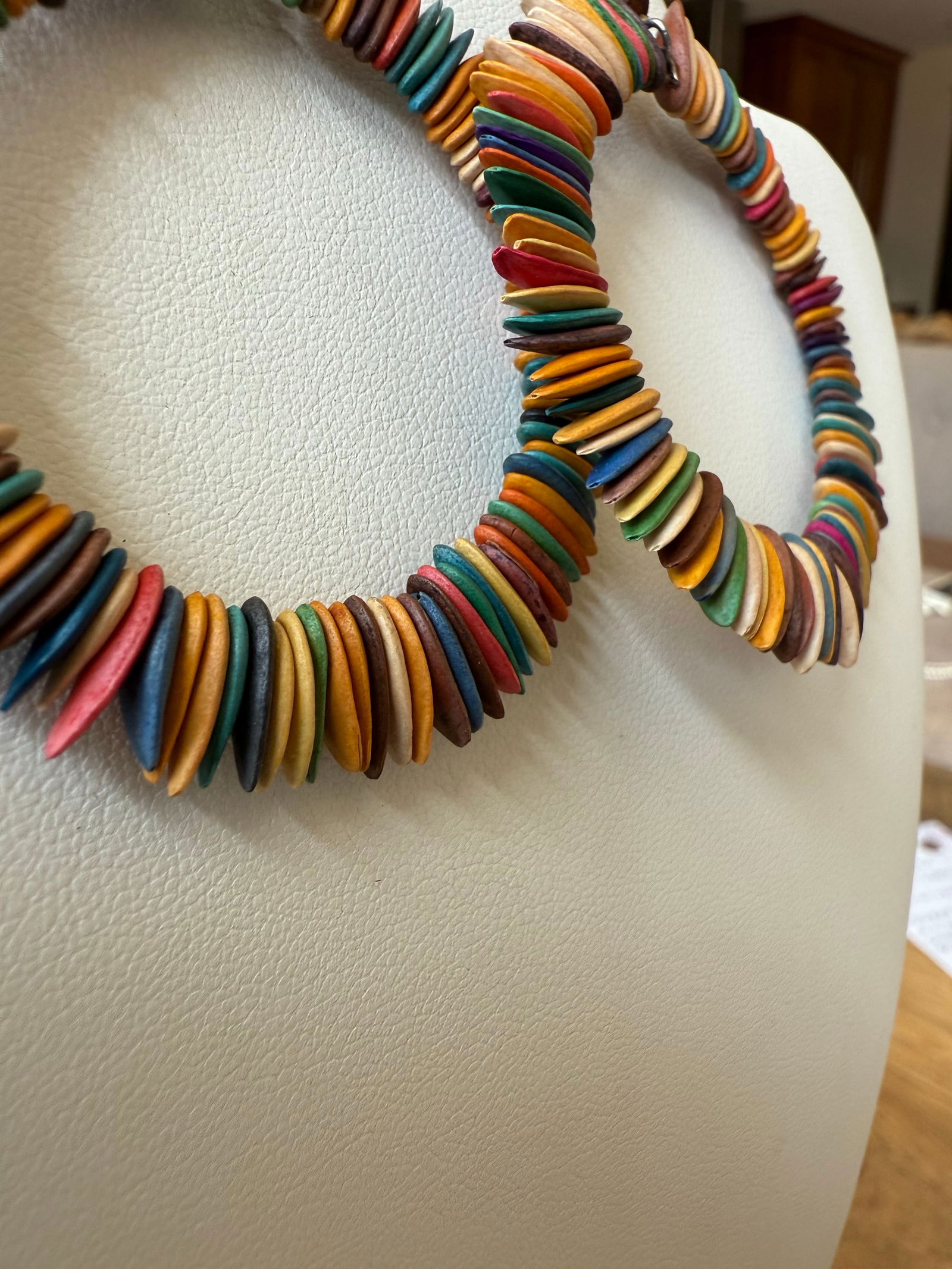Organic Multi-Color Seeded Hoop Earrings, A Pair - 3