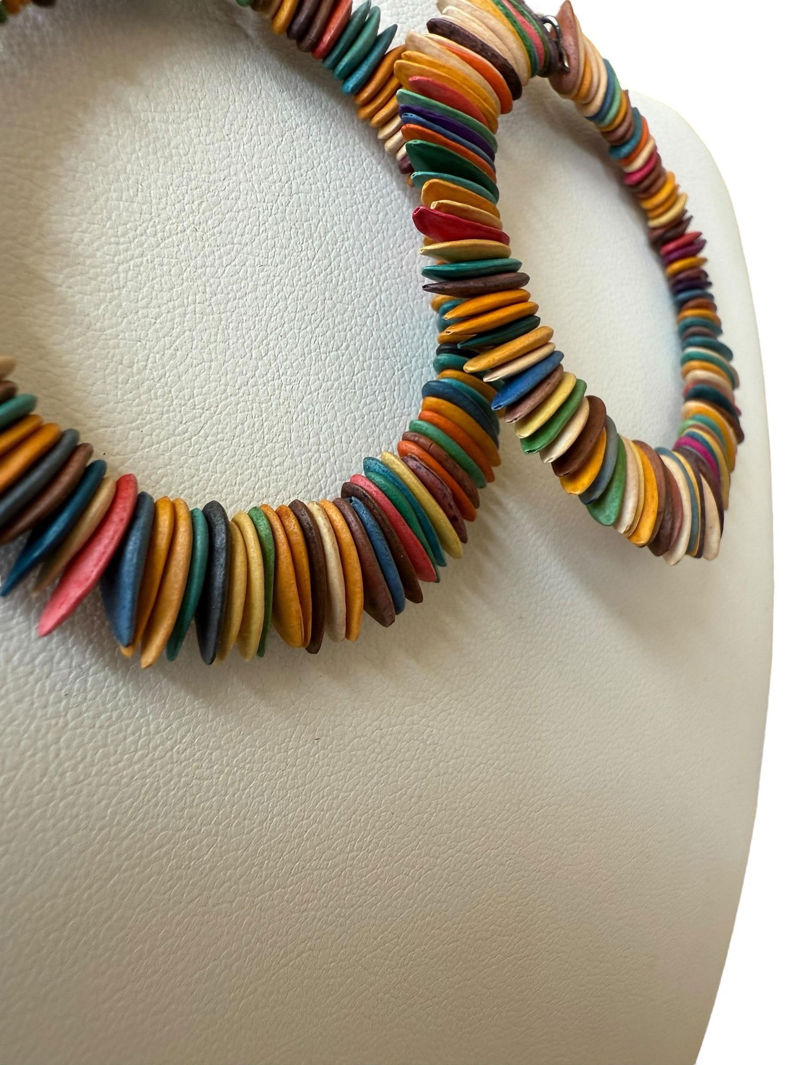 Organic Multi-Color Seeded Hoop Earrings, A Pair - 6