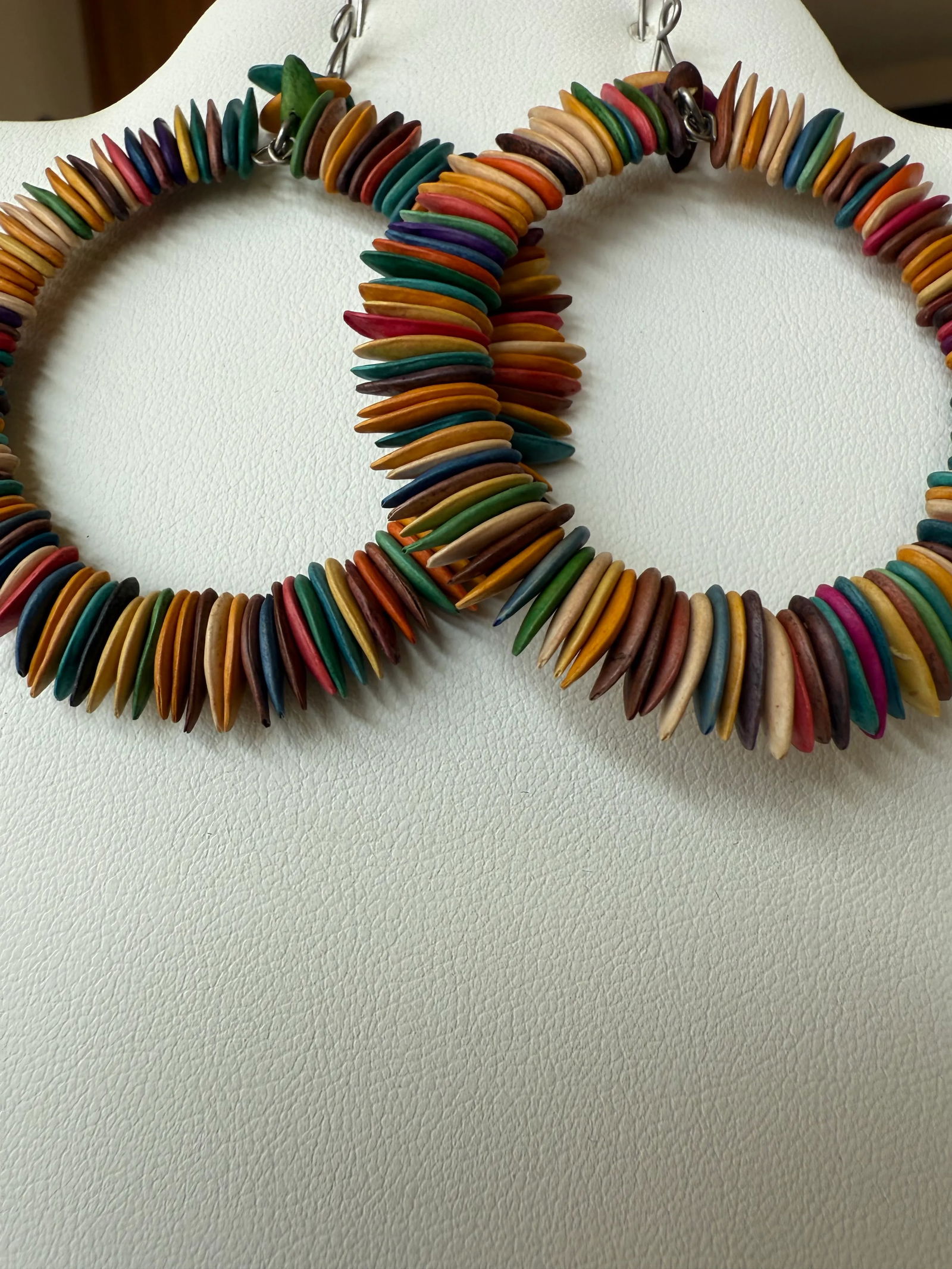 Organic Multi-Color Seeded Hoop Earrings, A Pair - 8