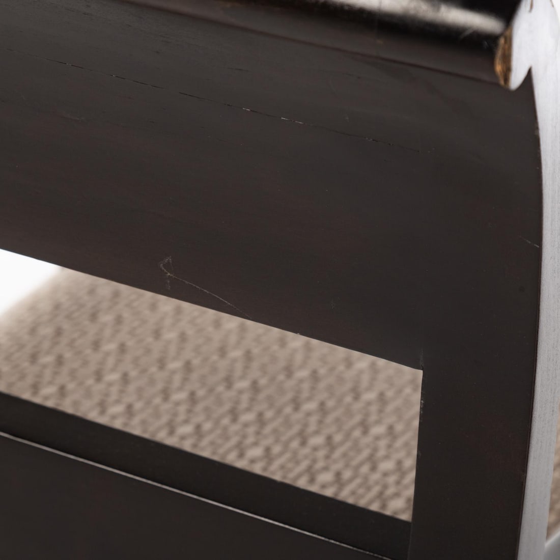 Vintage Upholstered Black Ebonized Wooden Armchairs, a Pair - 6