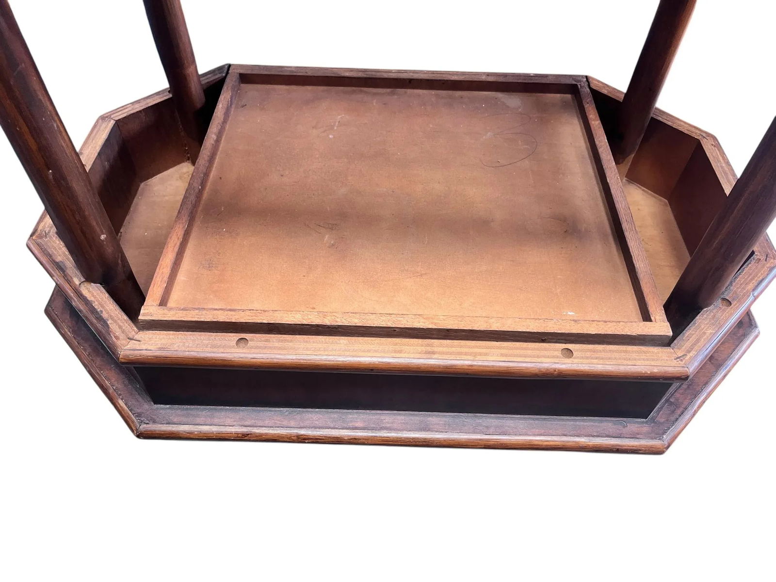 1980s Bombay Company Side Table With Hidden Drawer and Lower Caned Shelf. - 8