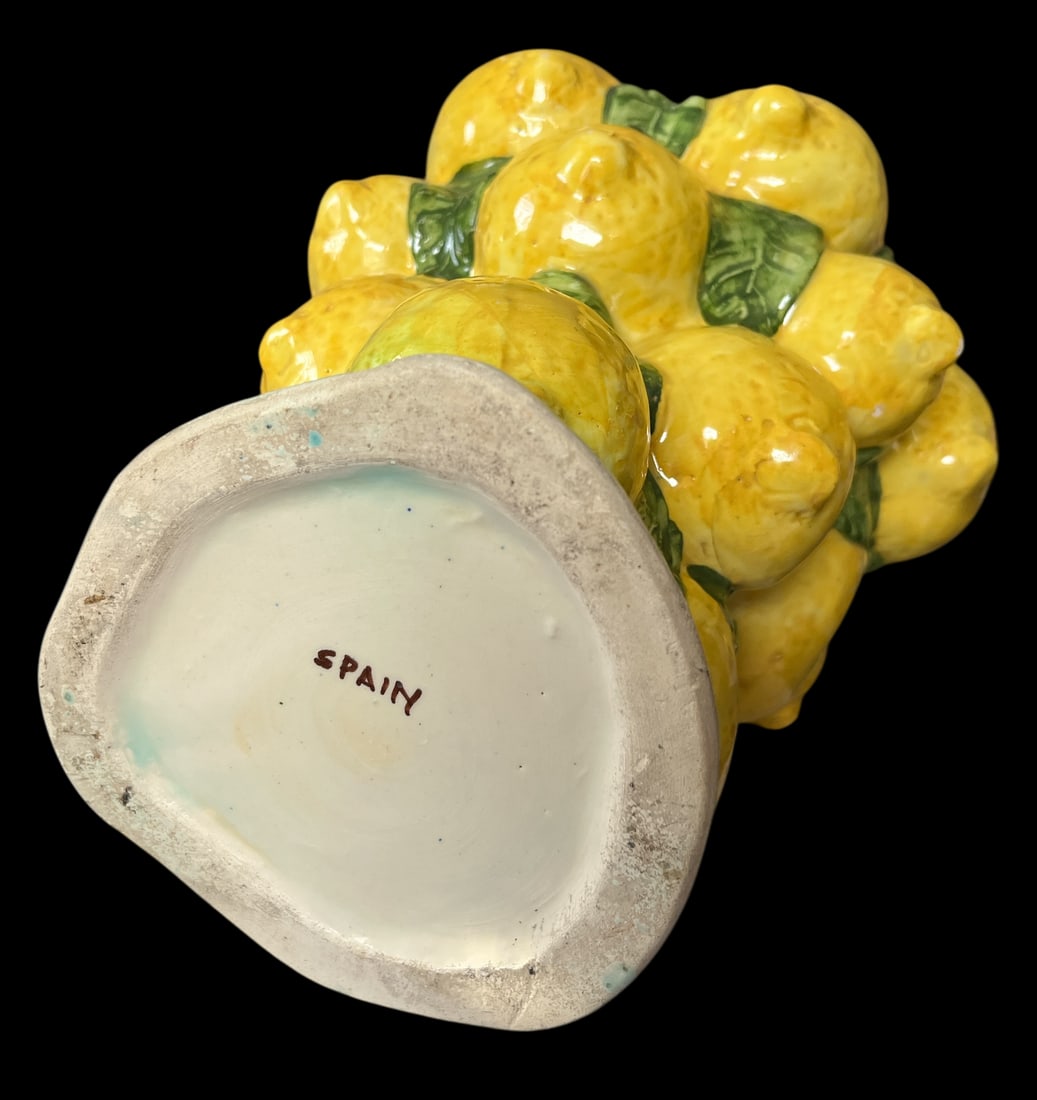 1960s Spanish Majolica Lemons Hand Painted "Botijo" Pitcher Earthenware Water Jug - 10