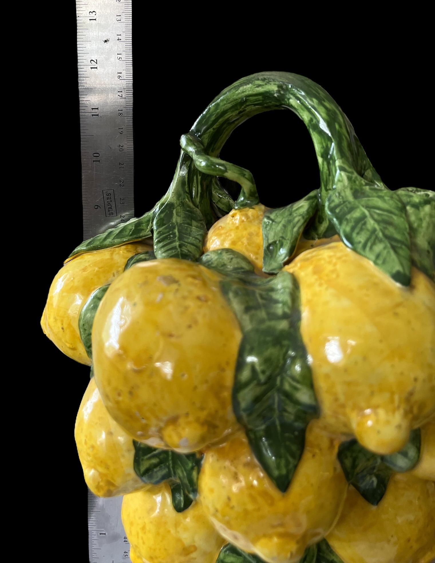 1960s Spanish Majolica Lemons Hand Painted "Botijo" Pitcher Earthenware Water Jug - 12