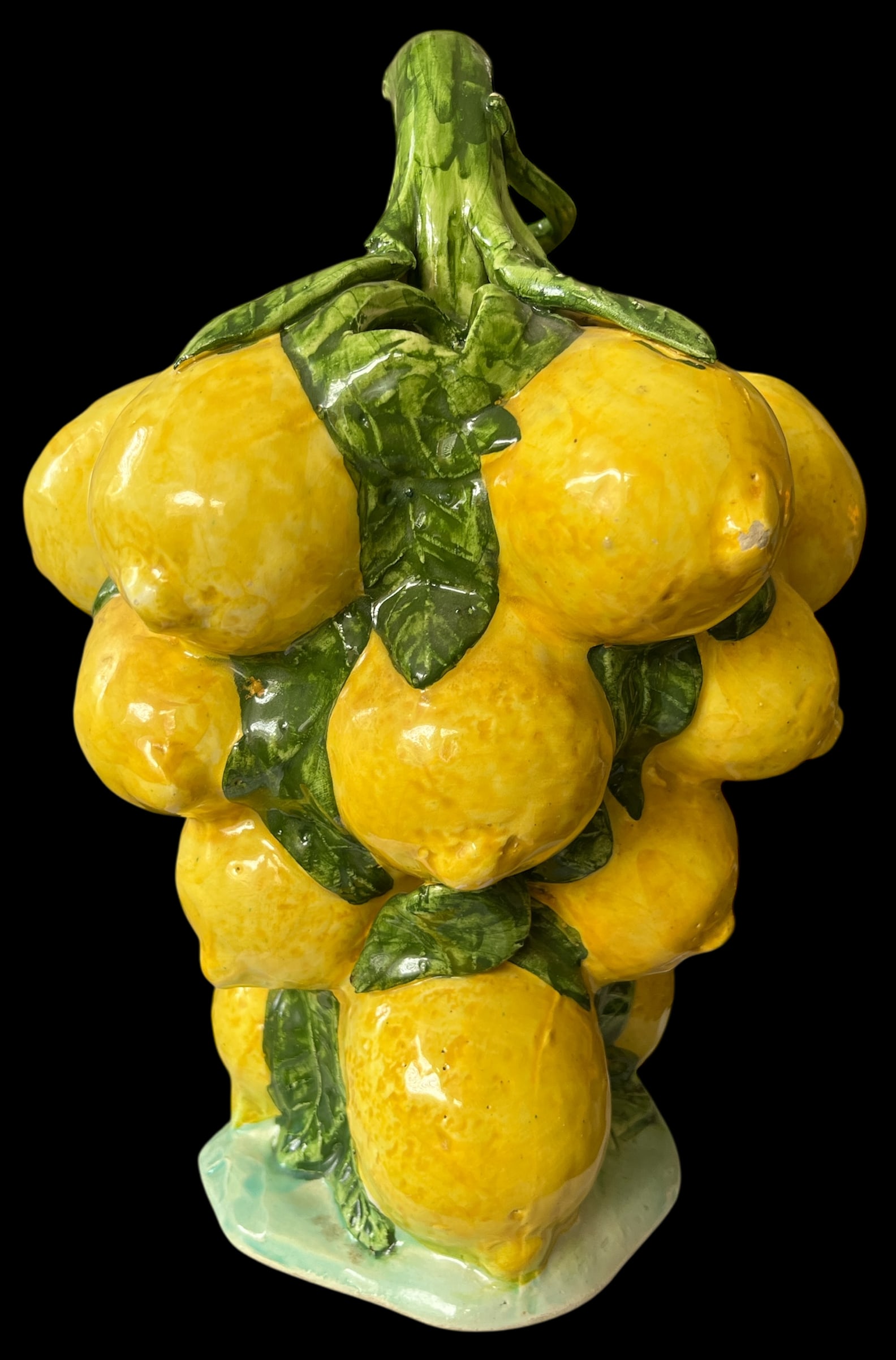 1960s Spanish Majolica Lemons Hand Painted "Botijo" Pitcher Earthenware Water Jug - 2