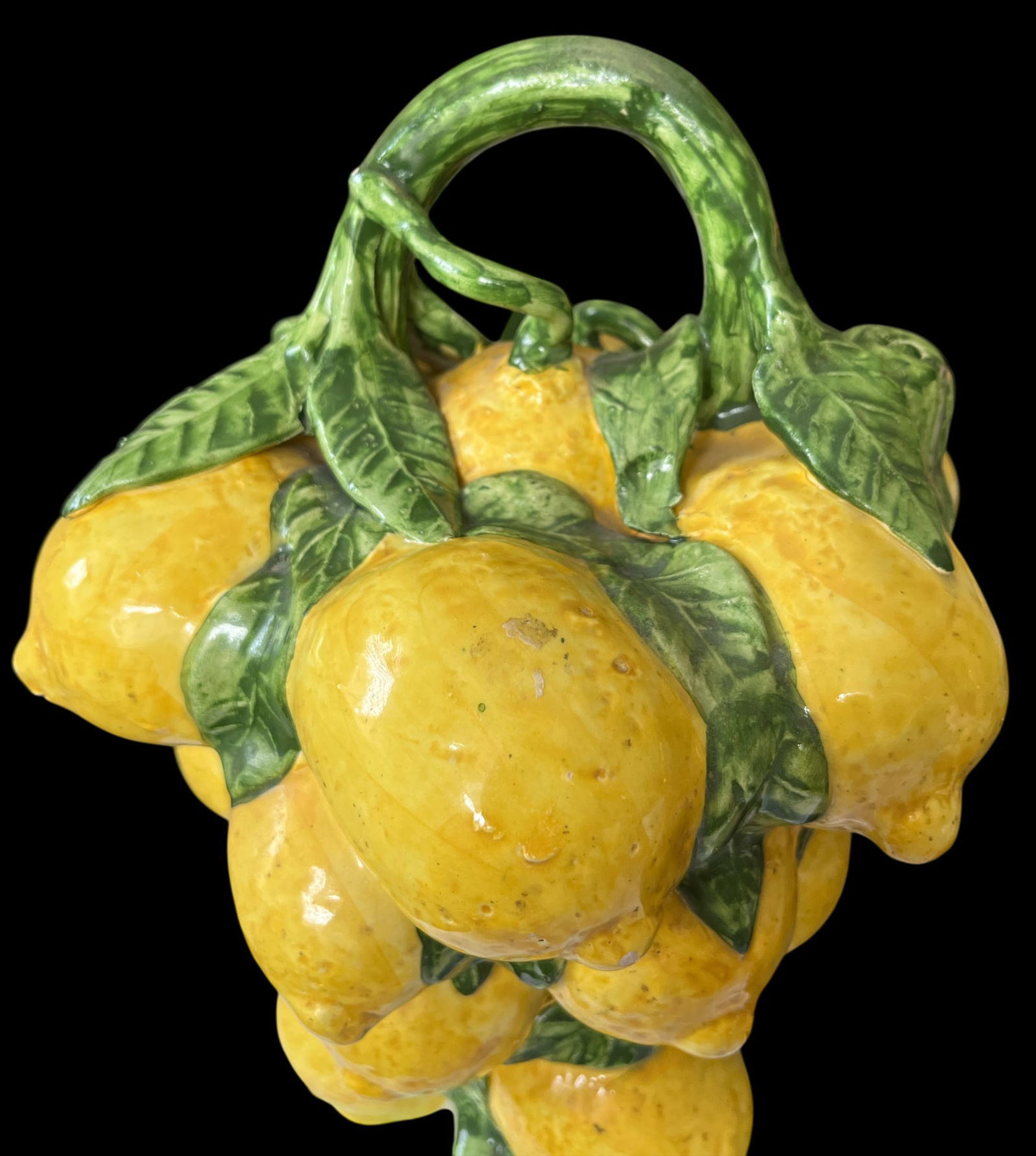 1960s Spanish Majolica Lemons Hand Painted "Botijo" Pitcher Earthenware Water Jug - 5