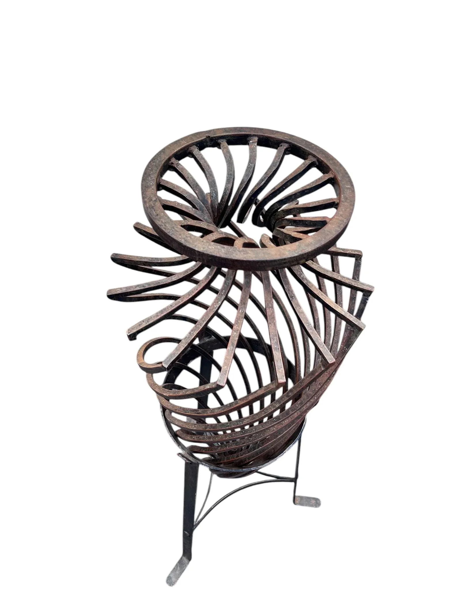 1980s Hand-Forged Wrought Iron Torpedo Urns- Set of 3 - 10