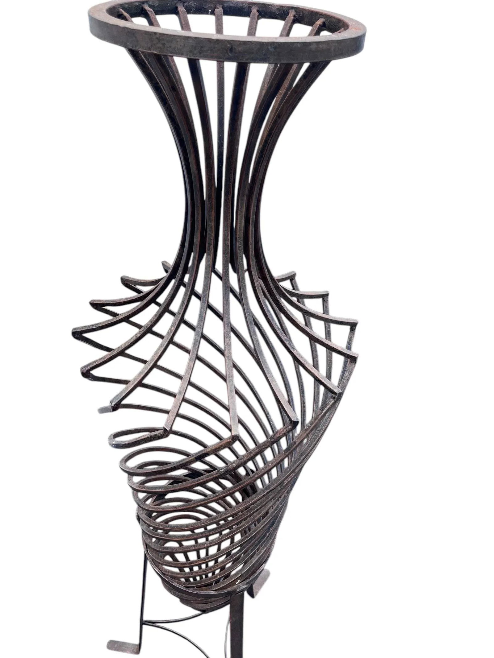 1980s Hand-Forged Wrought Iron Torpedo Urns- Set of 3 - 11