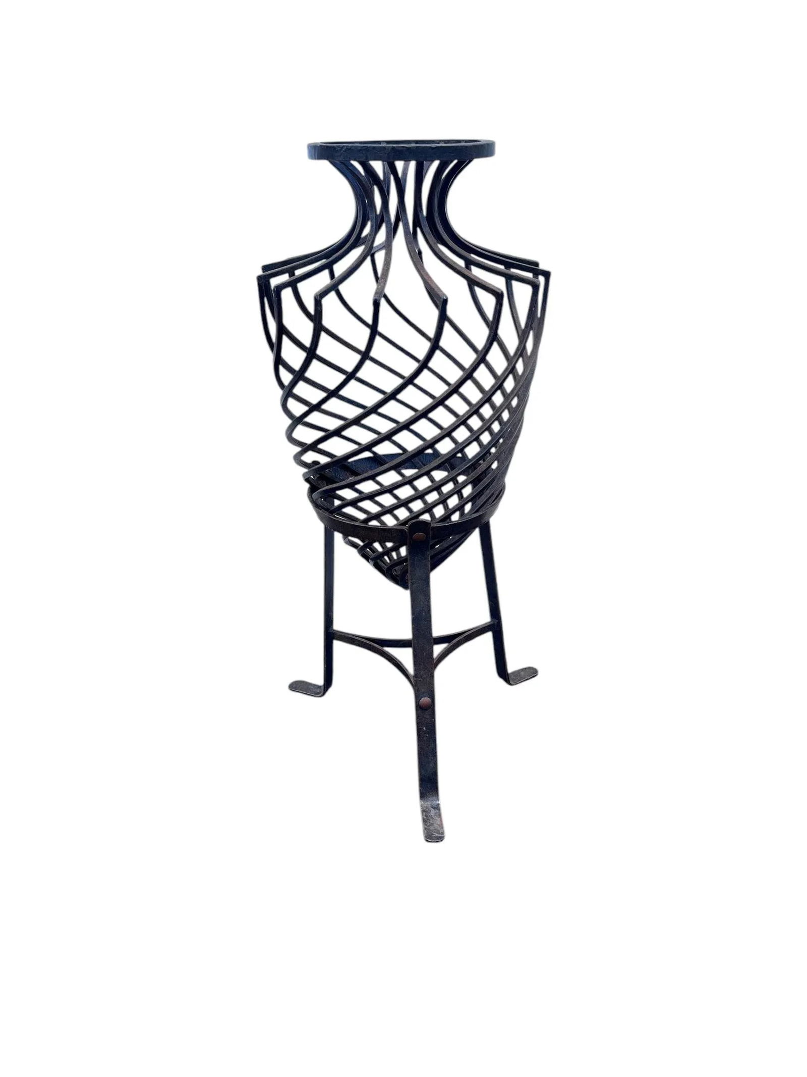 1980s Hand-Forged Wrought Iron Torpedo Urns- Set of 3 - 5