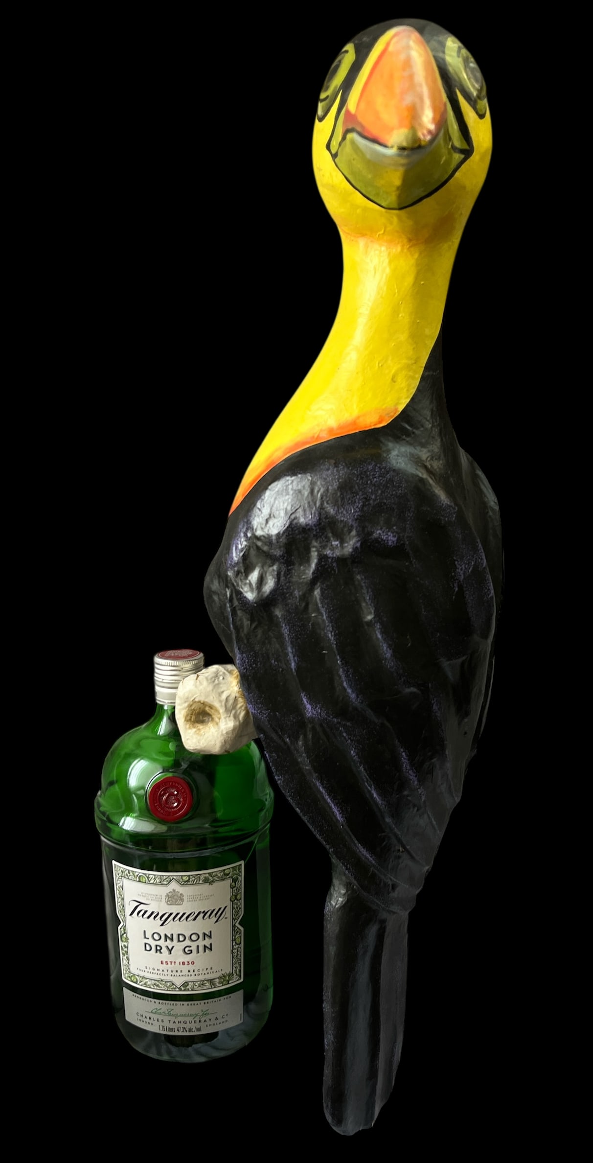 Large 1980s French Papier-Mâché Parrot Perched Hanging Scultpture in the Style of Sergio - 3