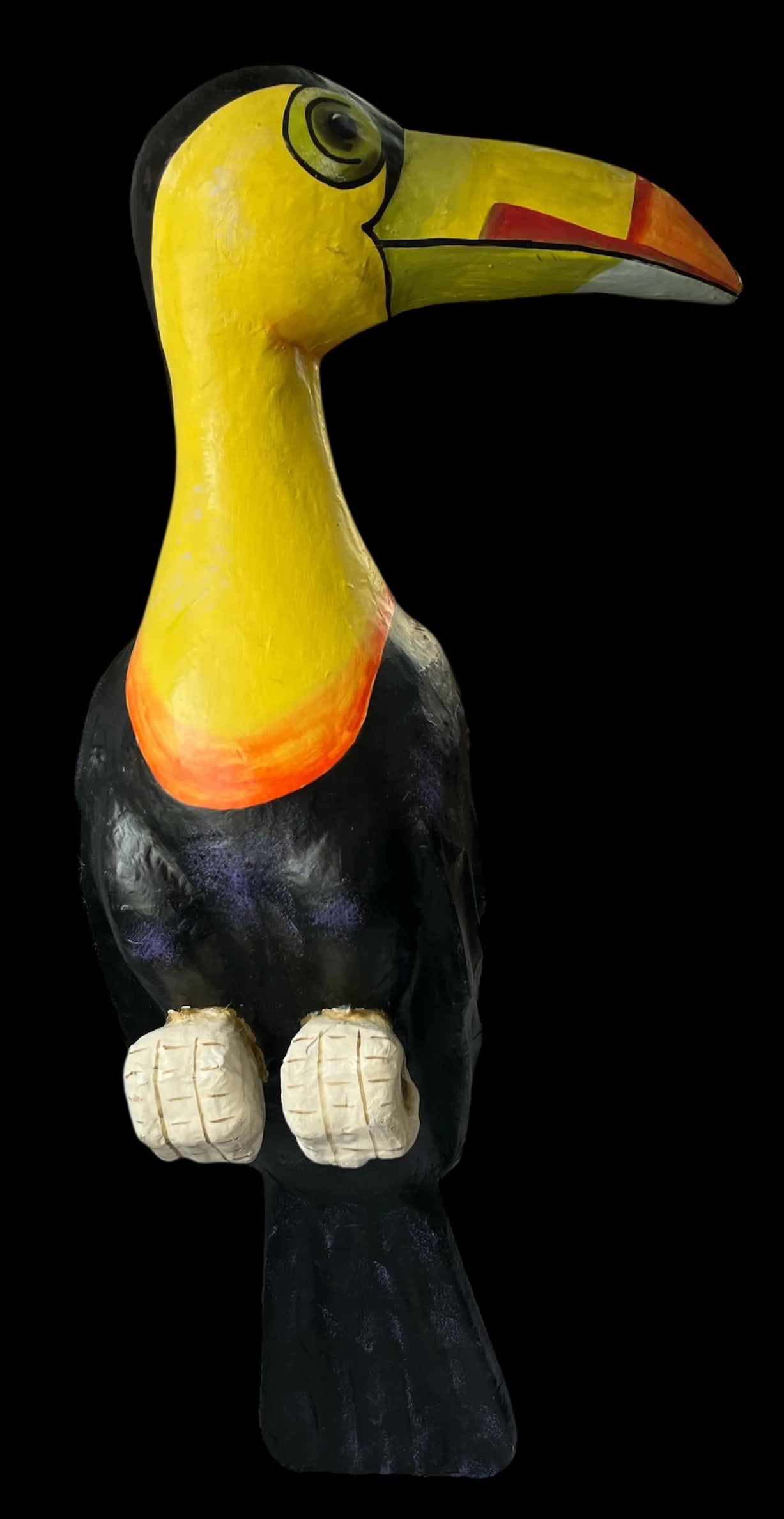 Large 1980s French Papier-Mâché Parrot Perched Hanging Scultpture in the Style of Sergio - 4