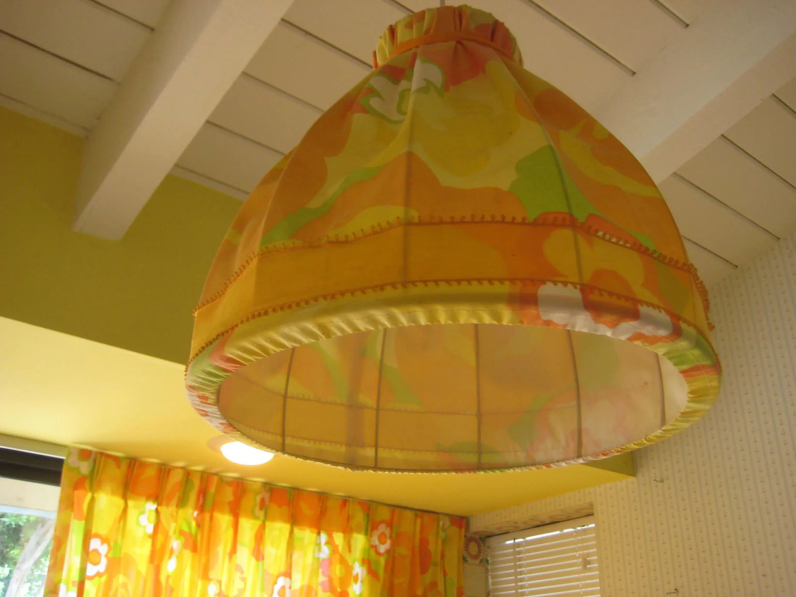 1970s Mid-Century Modern Floral Textile Chandelier - 5