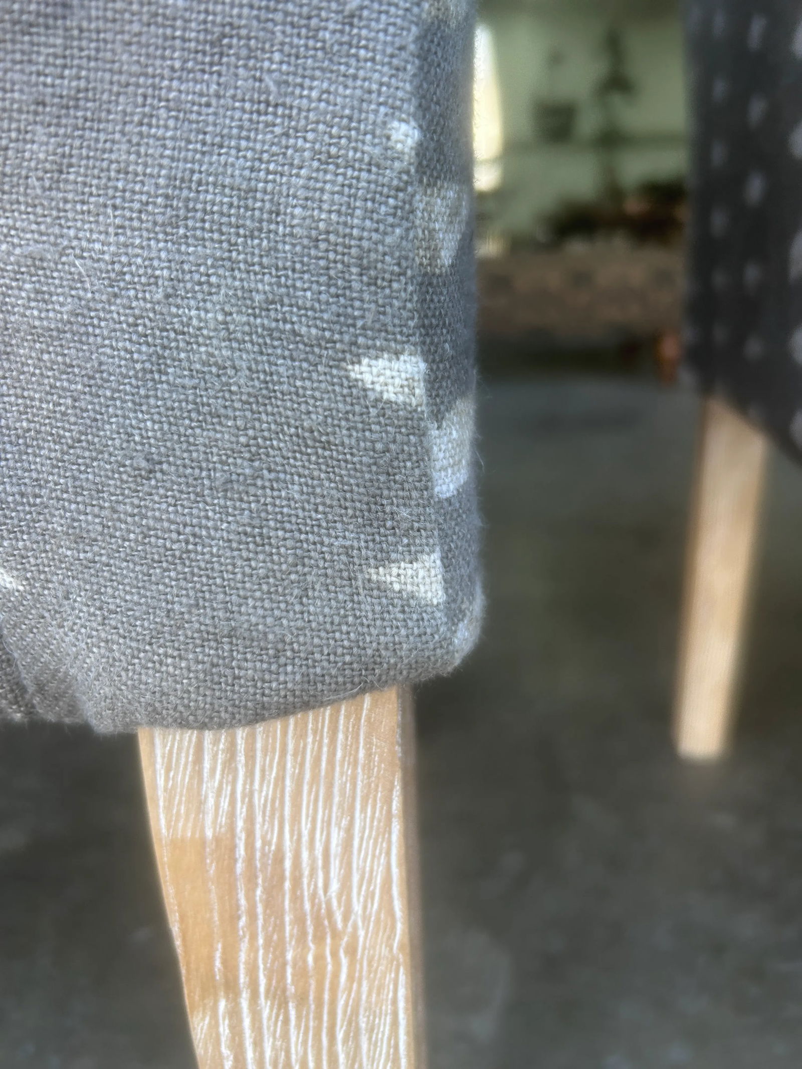 Vintage Block Print Linen Upholstered Arm Chairs, a Pair - 9