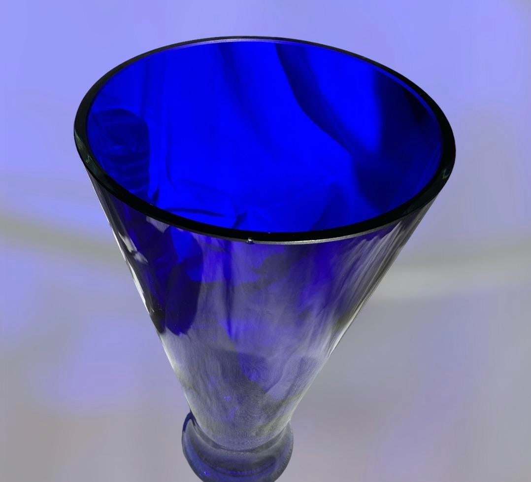 1990s Cobalt Blue Hand Blown Vase, Made in Poland - 5