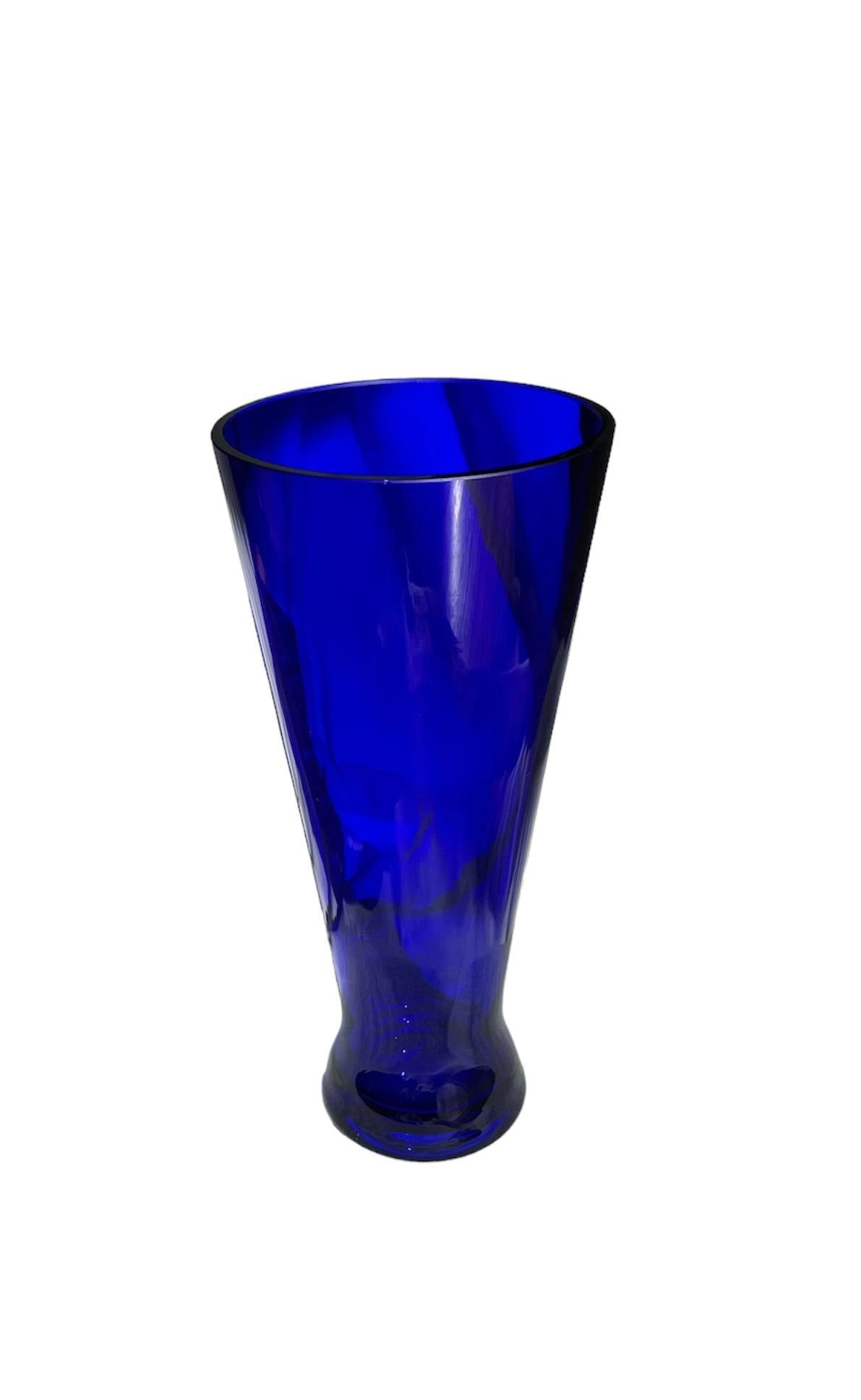 1990s Cobalt Blue Hand Blown Vase, Made in Poland - 7