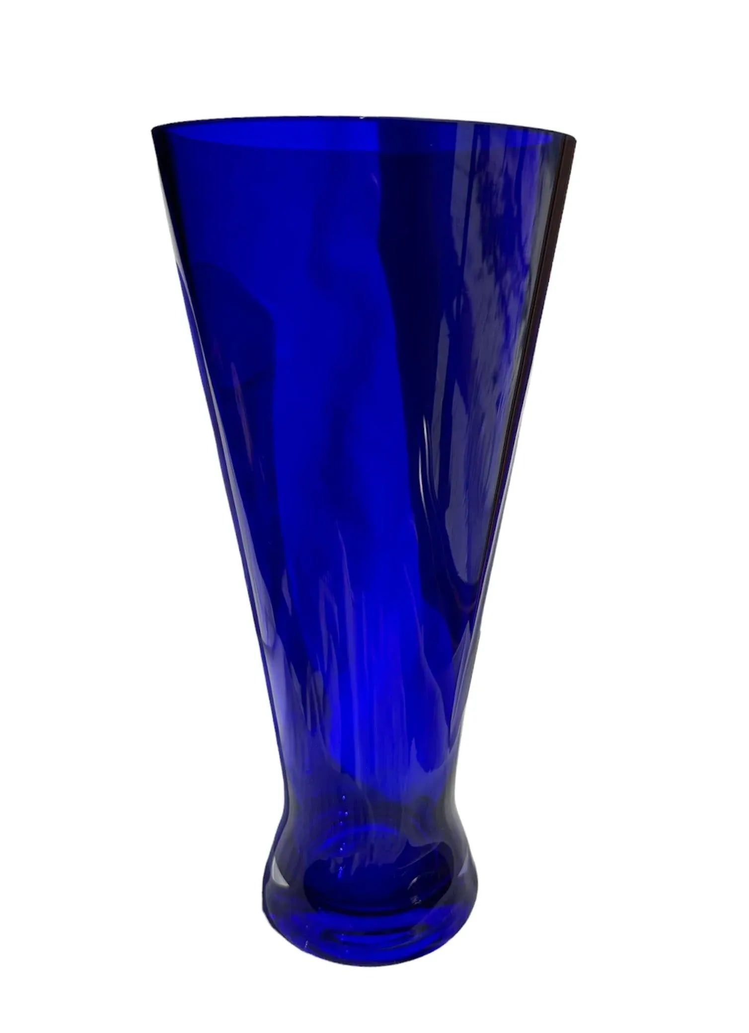 1990s Cobalt Blue Hand Blown Vase, Made in Poland - 8