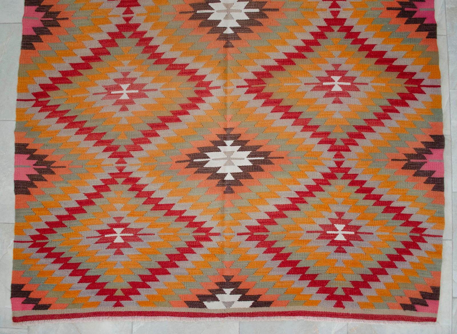 Hand Woven Turkish Rug Kilim Tribal Decor - 5'5" X 9'2" - 11