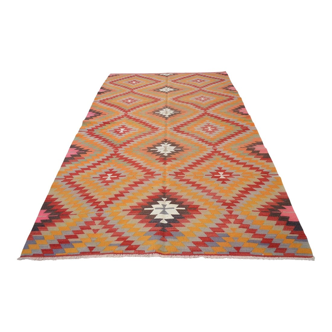 Hand Woven Turkish Rug Kilim Tribal Decor - 5'5" X 9'2": Handwoven in Turkey with remarkable craftsmanship and heritage charm. Ships fast from Turkey with no extra import costs for U.S. buyers. This vintage 1970s Antalya village kilim brings a cheerful burs