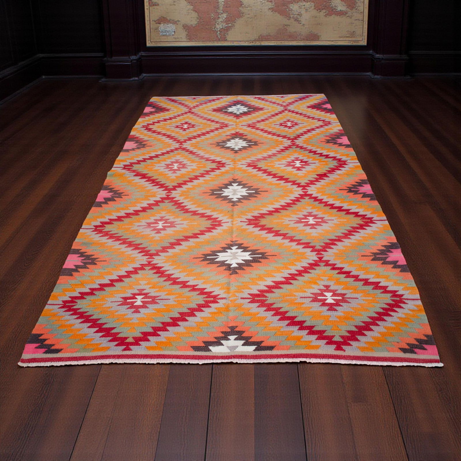 Hand Woven Turkish Rug Kilim Tribal Decor - 5'5" X 9'2" - 3