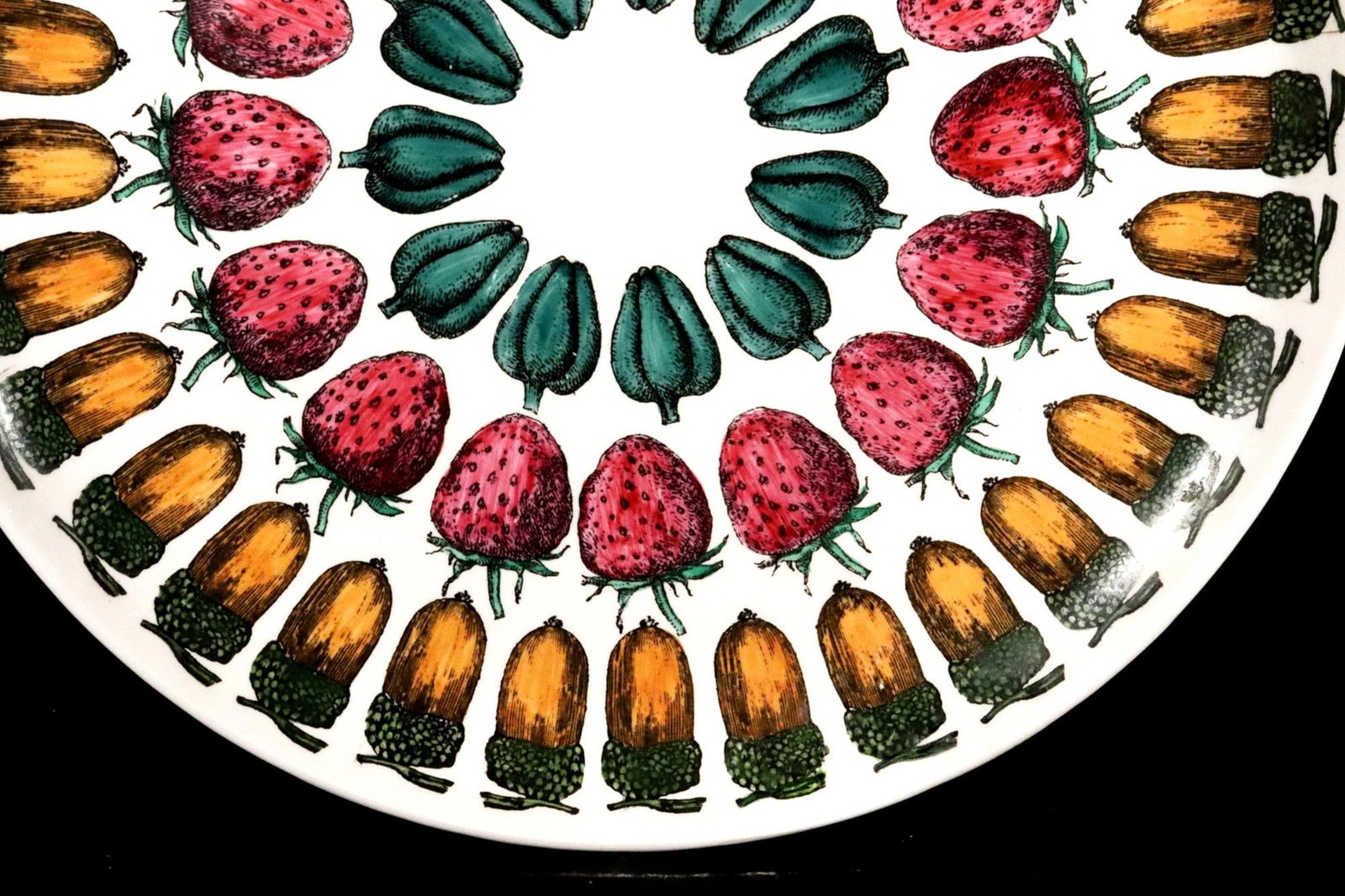 Piero Fornasetti Ceramic Plate With Giostra Di Frutta Pattern, Number 5 in Series - 5