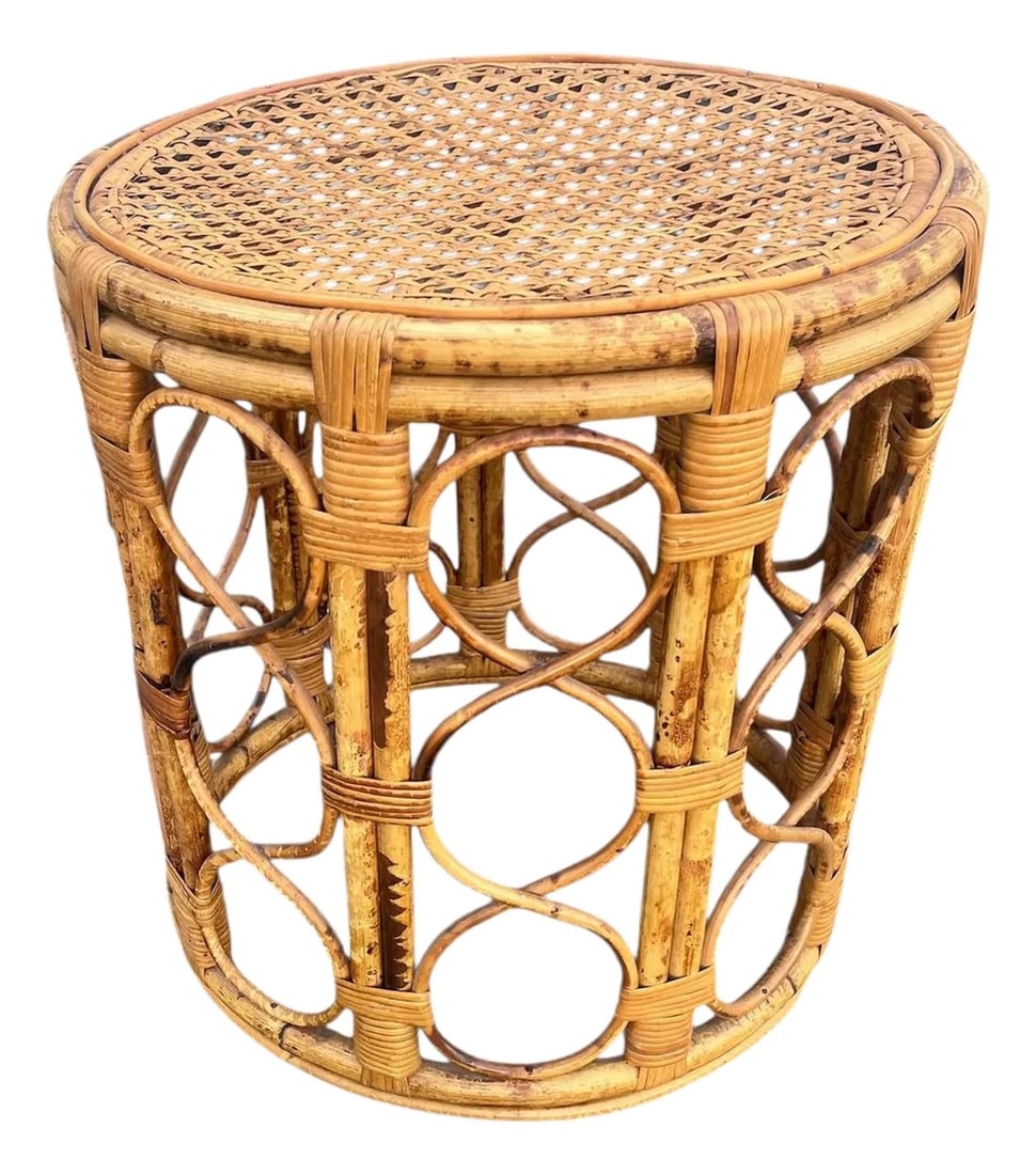 1960s Wicker/ Bamboo/ Cane / Side Table (1 of 8)