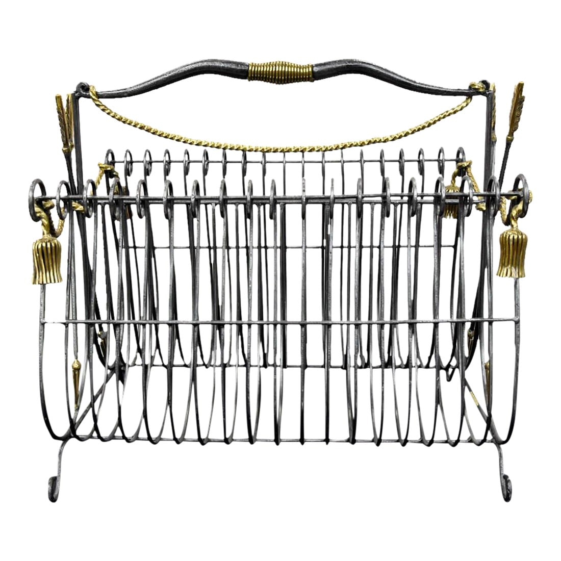 Late 20th Century Maitland-Smith Regency Archer's Magazine Rack: Words are like arrows, so why not have the perfect quiver for your periodicals to rest. This Vintage Maitland-Smith Regency Archer's Magazine Rack is more than just a functional item featuring black