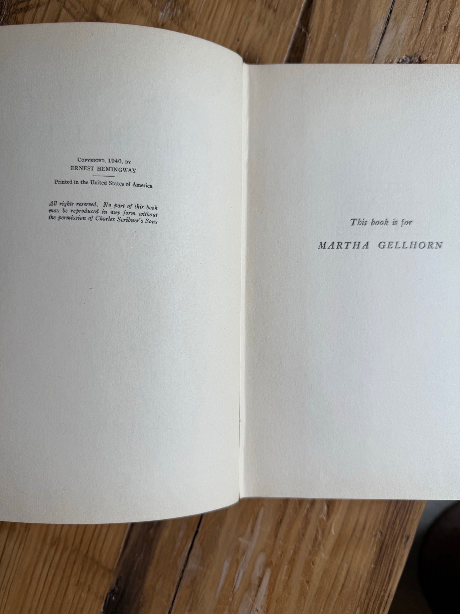 1940 Edition Ernest Hemingway for Whom the Bell Tolls Hardcover Book - 4