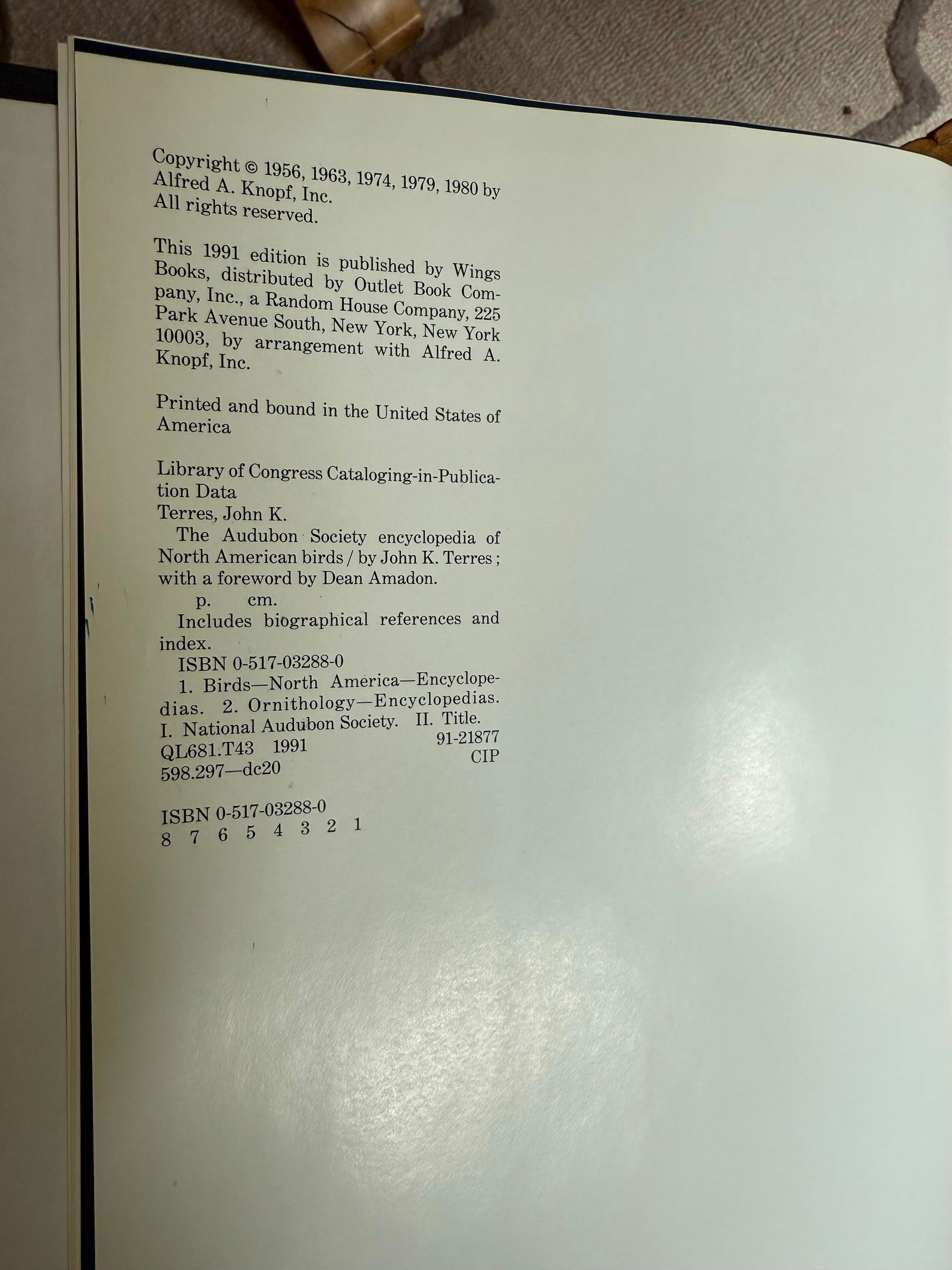 Large 1991 Edition the Audobon Society Encyclopedia of North American Birds by John K. Terres - 3