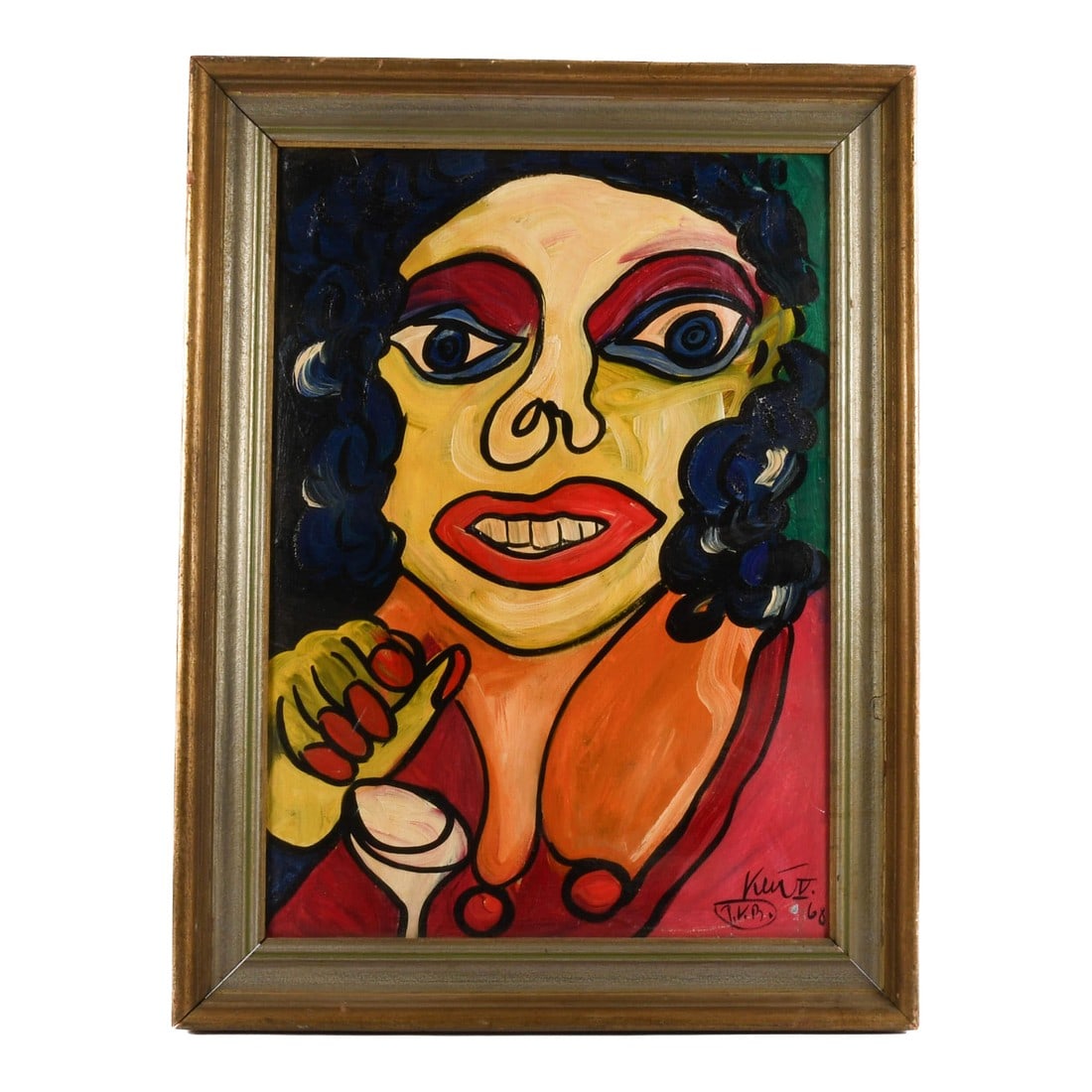 1960s Framed Signed Peter Keil "Elizabeth Taylor" Mix Media on Masonite: Bold, electric, and unapologetically theatrical, this framed mixed media on masonite titled "Elizabeth Taylor" by Peter Keil captures the cinematic magnetism of its legendary subject through the lens