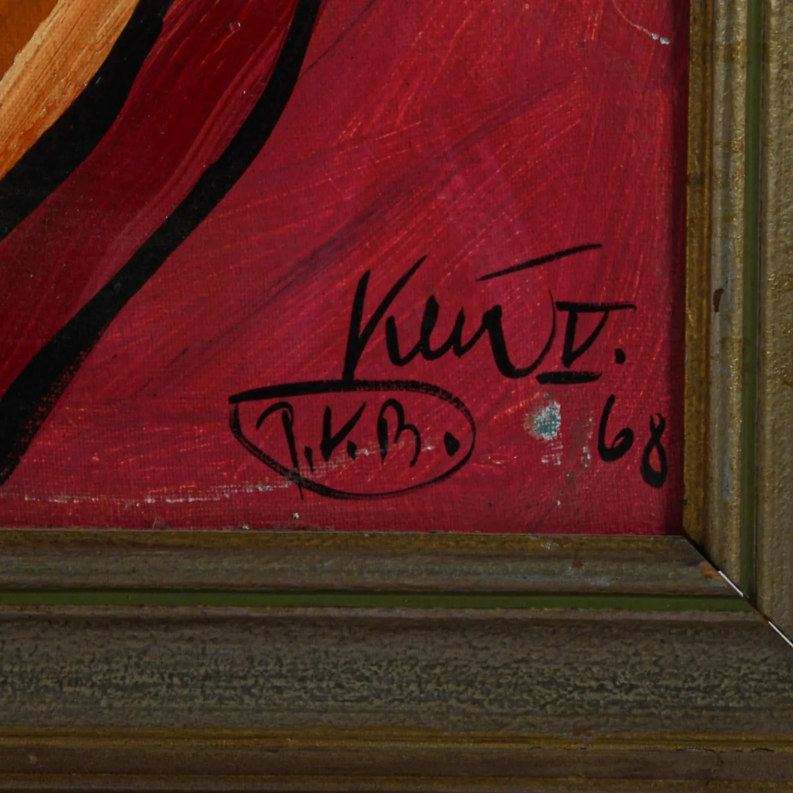 1960s Framed Signed Peter Keil "Elizabeth Taylor" Mix Media on Masonite - 4