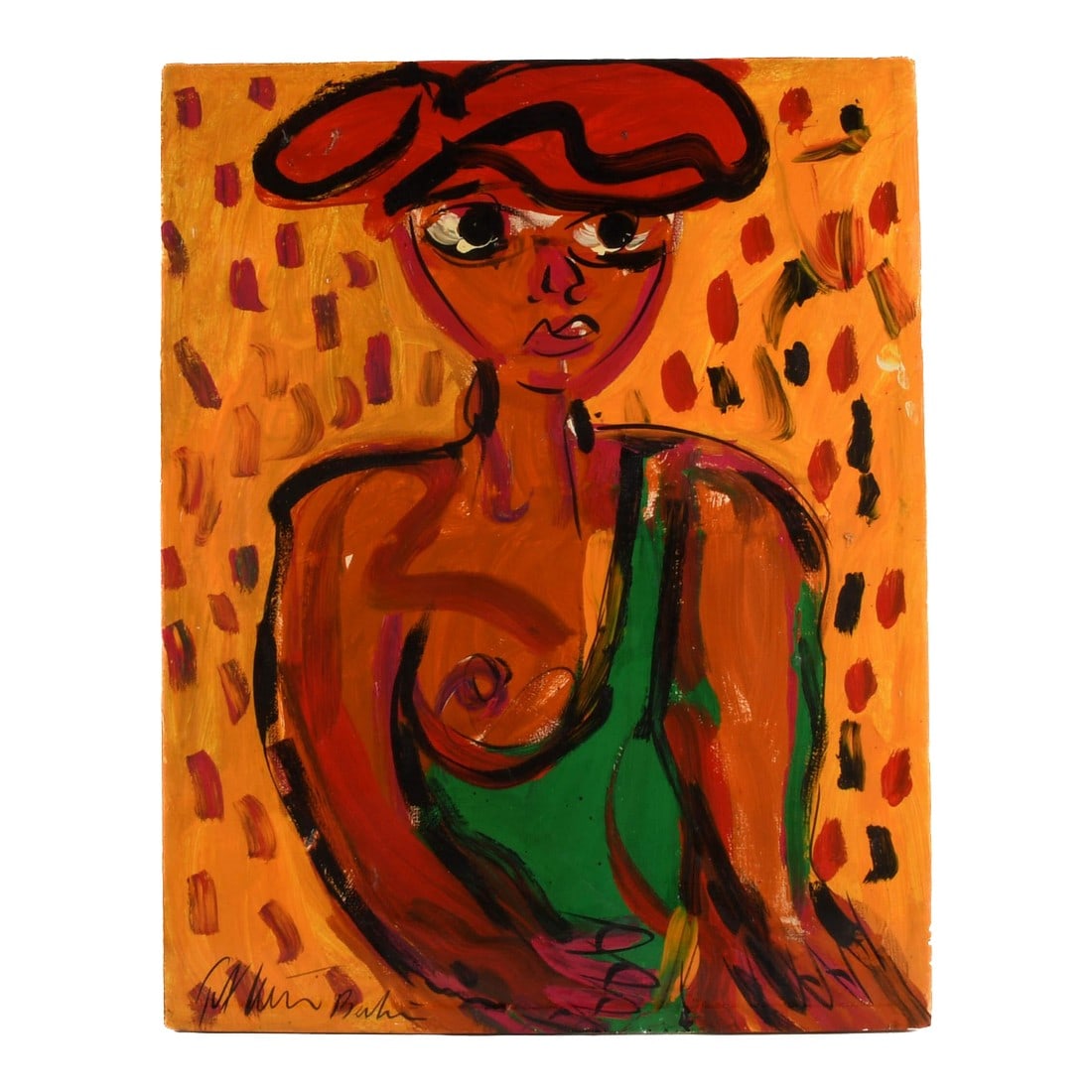 1980s Signed Peter Keil "Marilyn Monroe" Mix Media on Canvas: Peter Keil's fearless use of color defines this piece; fiery hues collide with deep shadows to create a mood that's both confrontational and magnetic. Painted with a sense of urgency and emotional