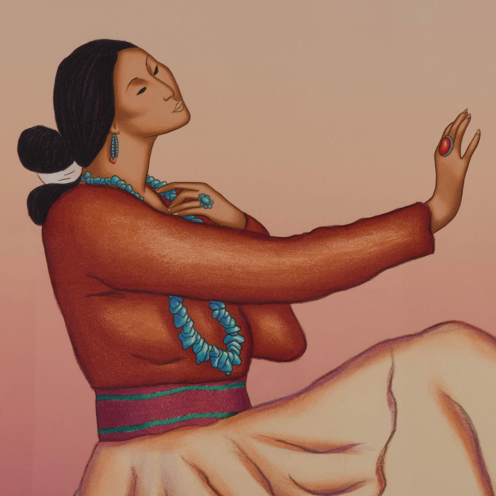 1950s Framed Signed R C Gorman Limited-Edition Lithograph "Harmony in Bloom" - 3