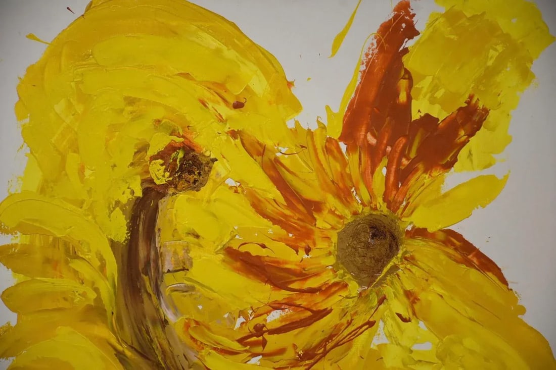 Abstract Yellow Painting Signed "Marty - 2
